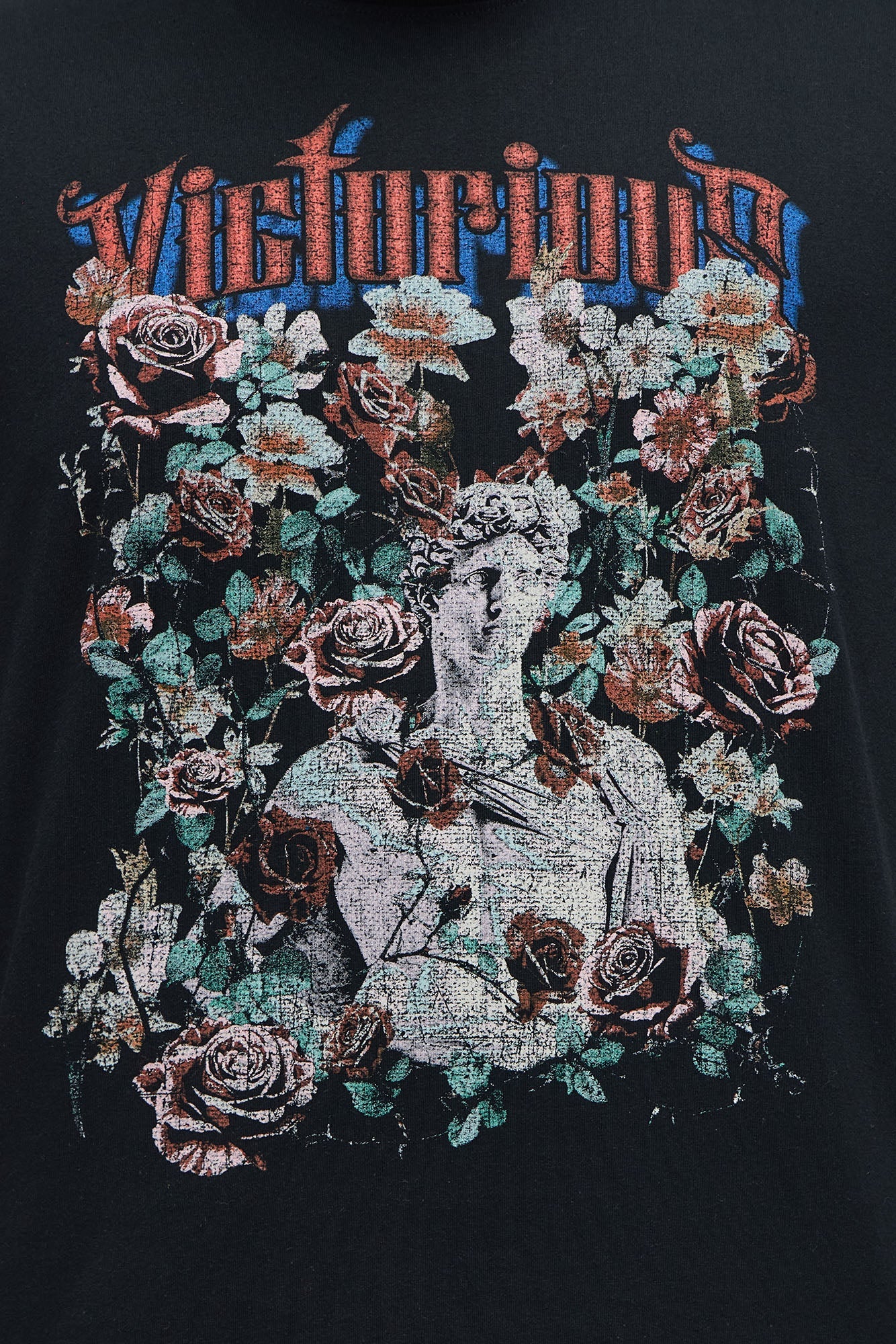 Victorious Flowers Oversized Short Sleeve Tee - Black