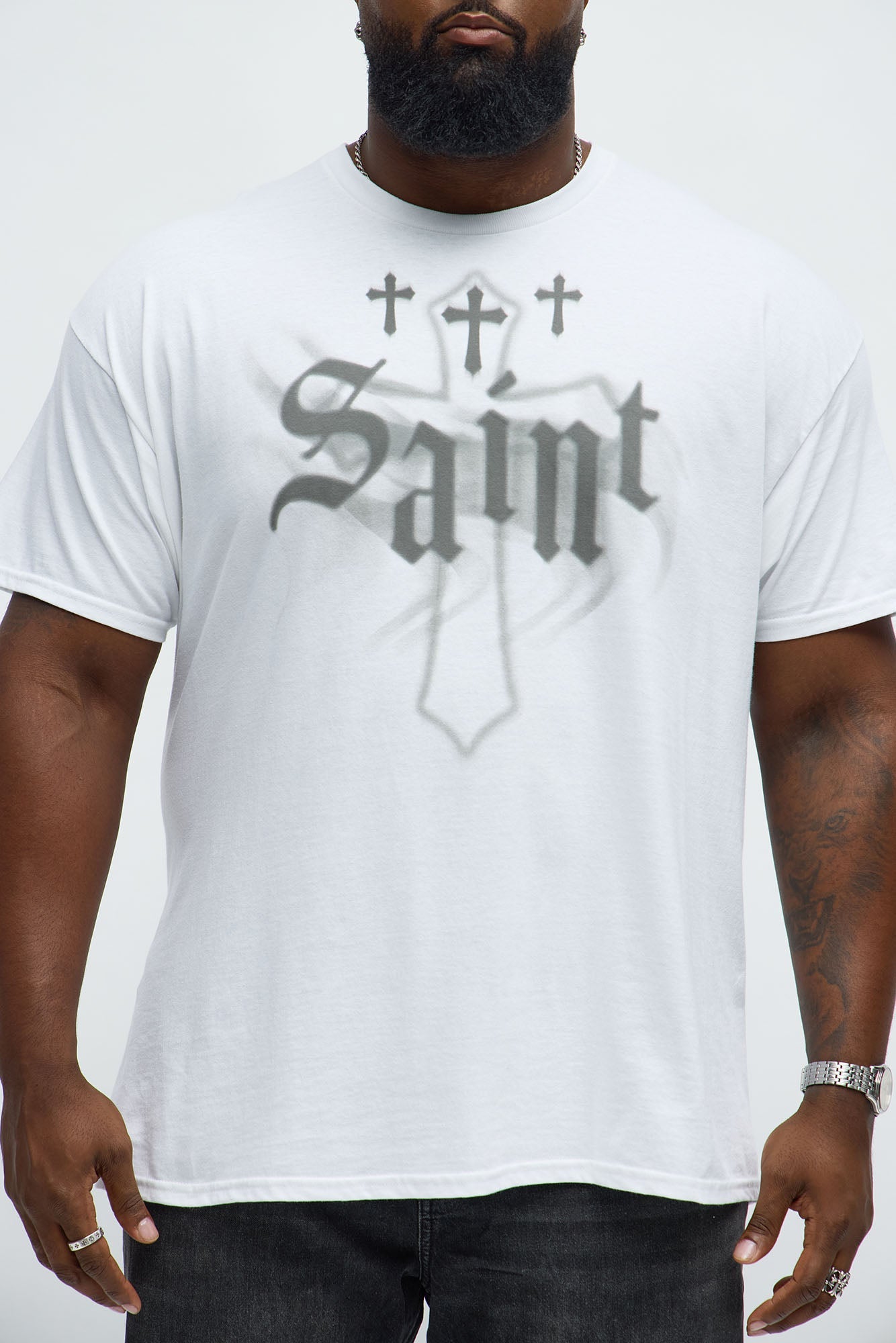 Saint Crosses Oversized Short Sleeve Tee - White