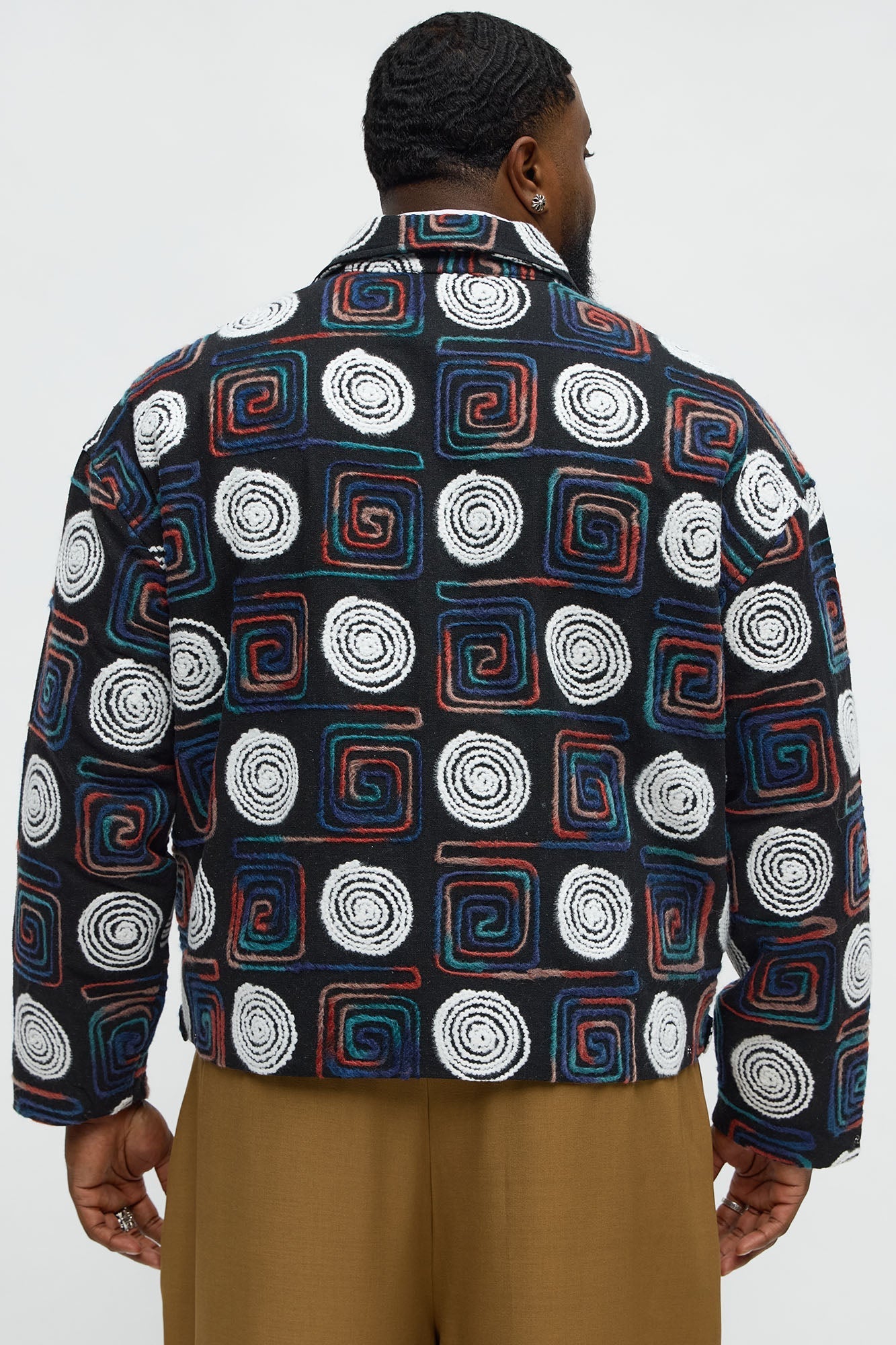 Cropped Textured I'm Spiraling Work Jacket - Black/combo