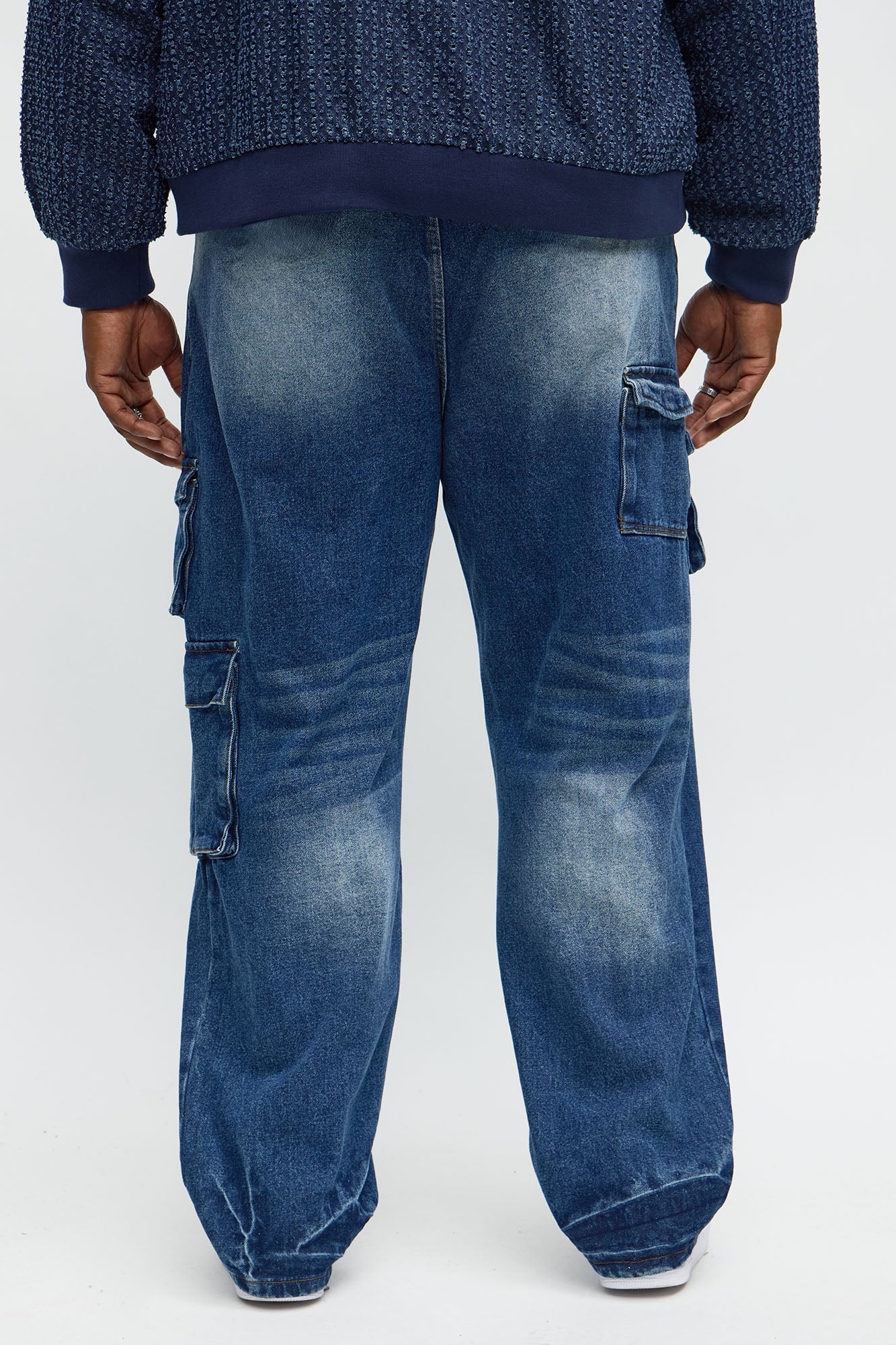 Relaxed Straight Binded Cargo Jean - Dark Wash