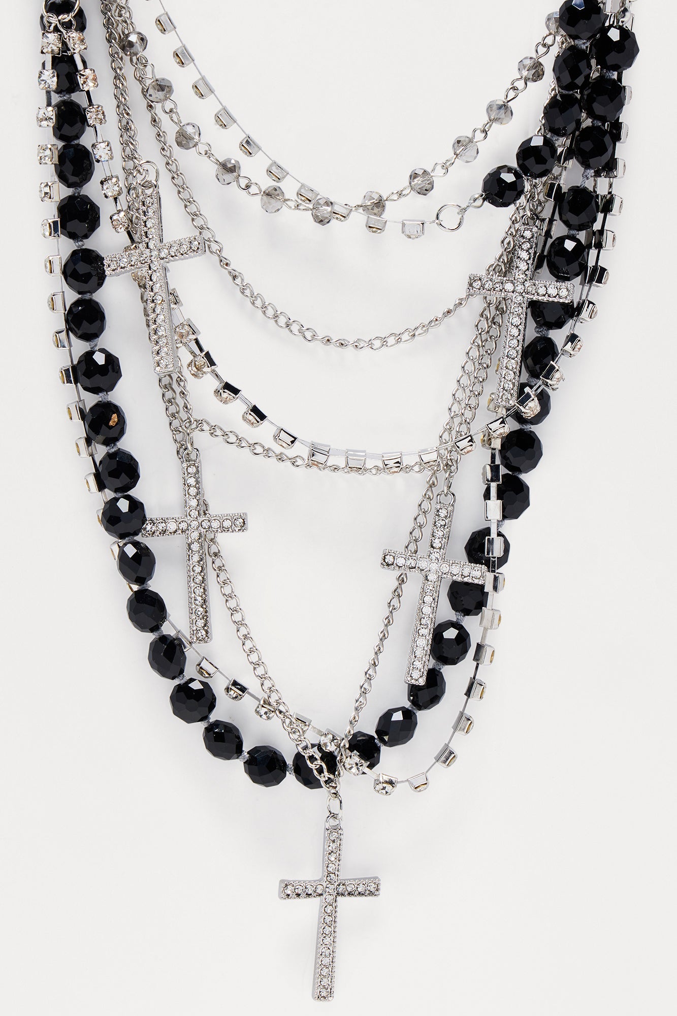 Thorns And Crowns Layered Necklace - Silver