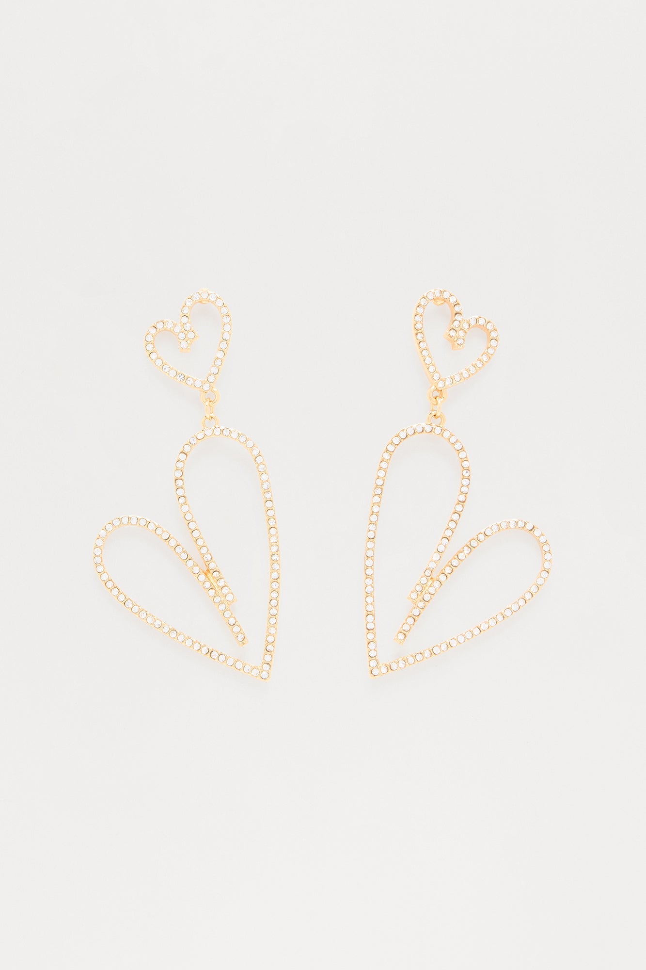 Rhinestone Romance Drop Earrings - Gold
