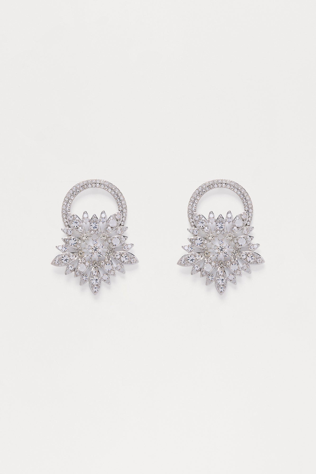 Dani Rhinestone Drop Earrings - Silver