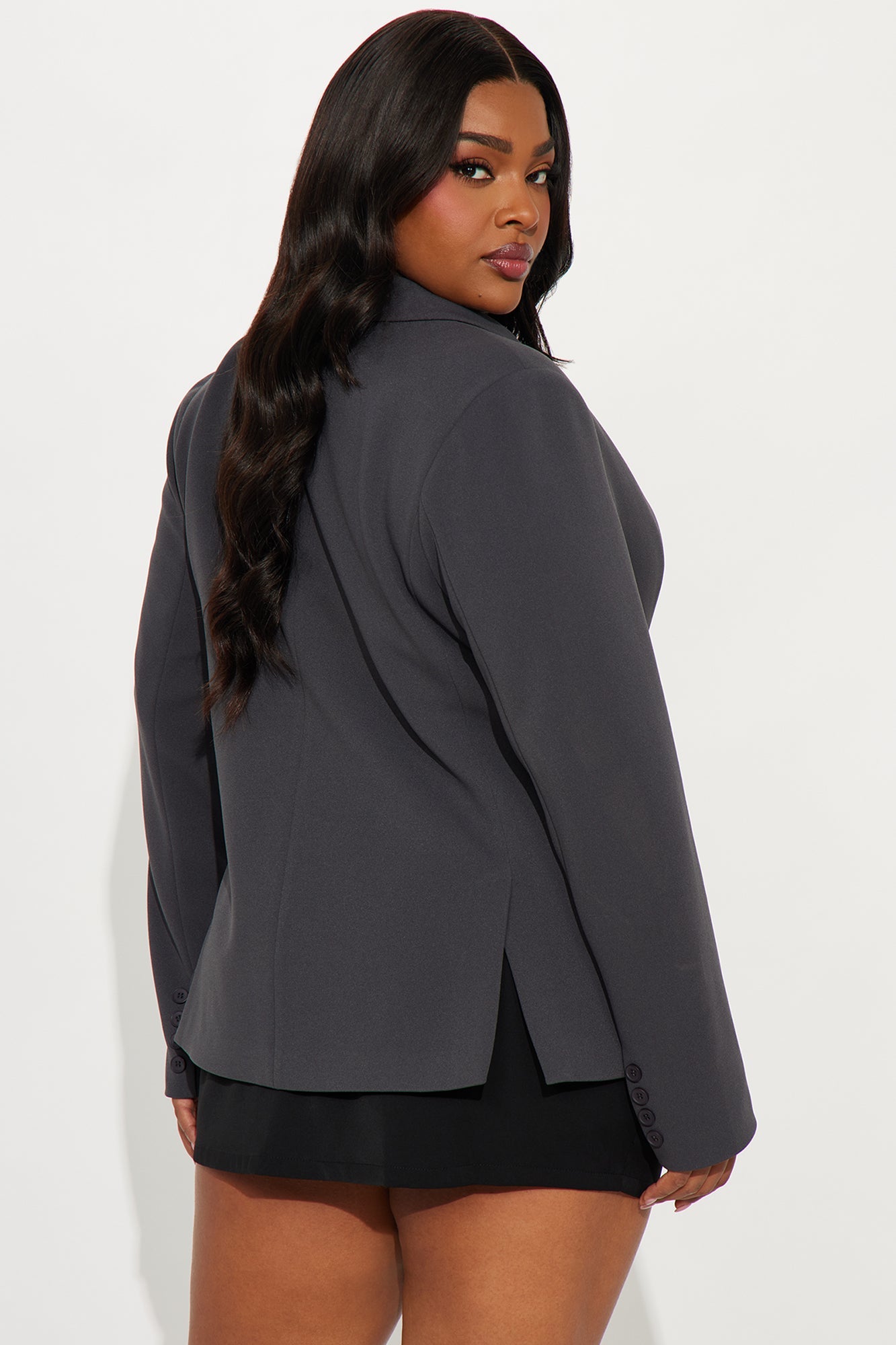 Goal Getter Double Breasted Blazer - Charcoal