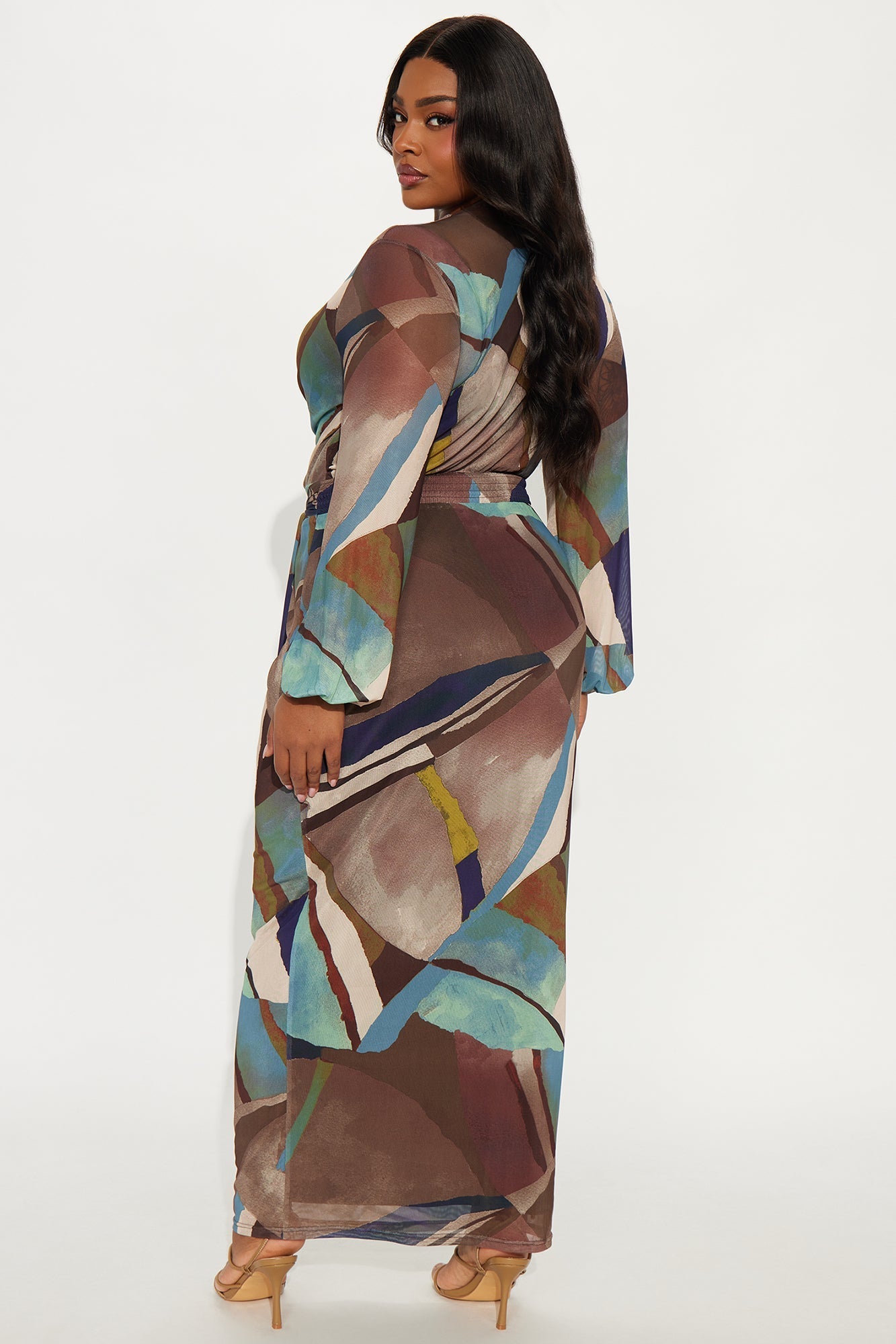 Dreaming Big Mesh Maxi Dress - Blue/combo