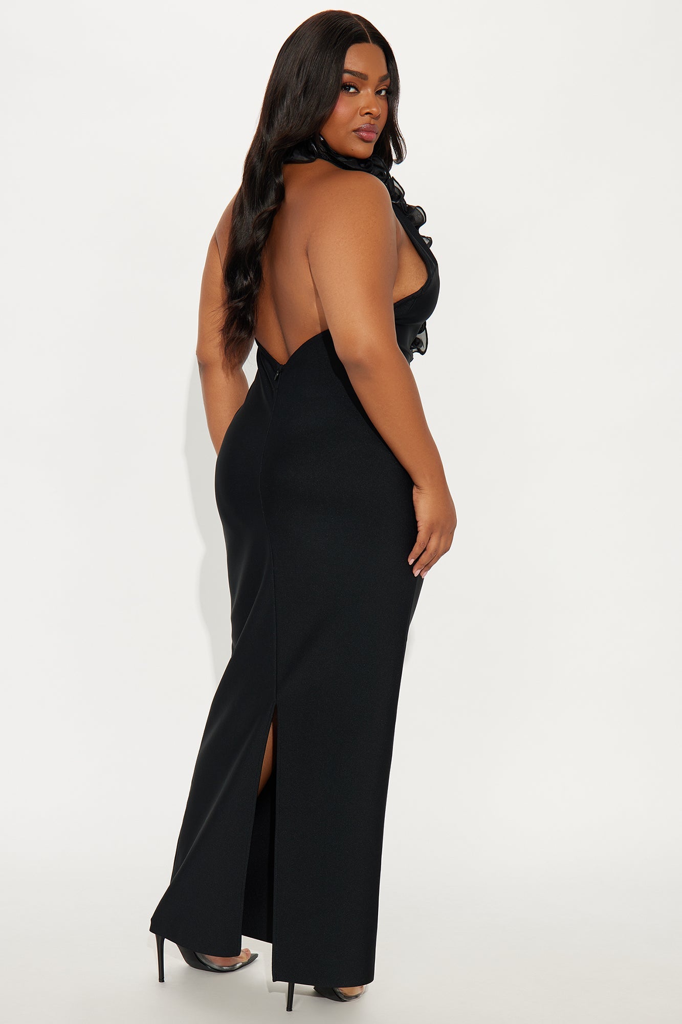 Bold Heart Ruffle Gown - Black
