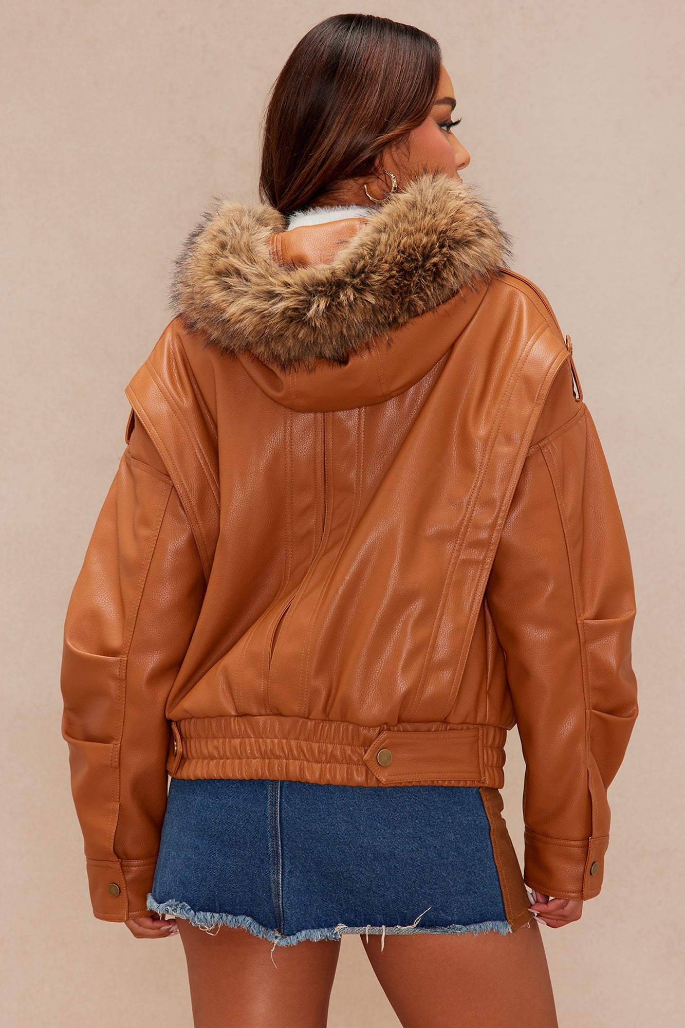 Riding Solo Faux Leather Jacket - Cognac