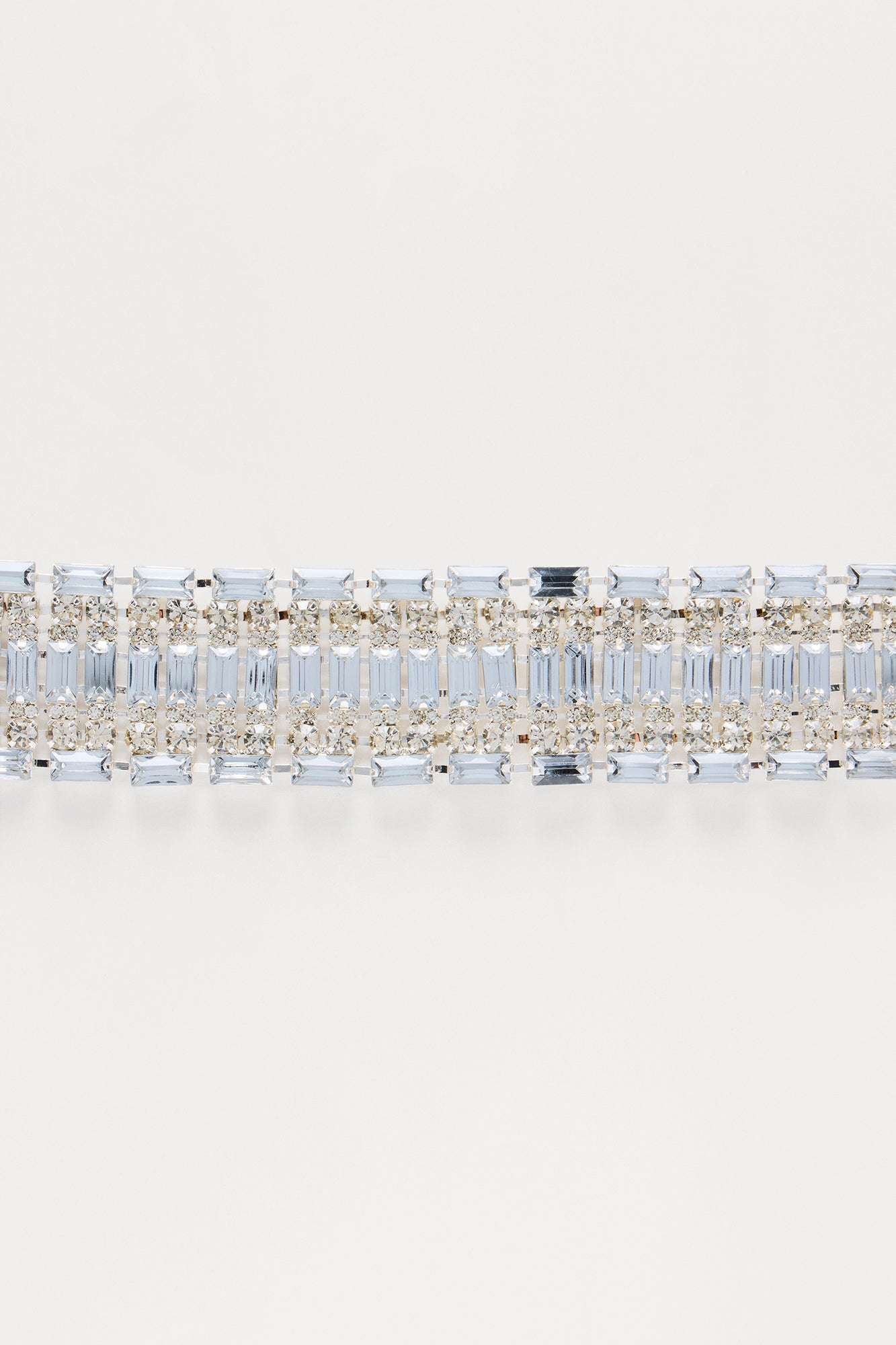 Rhinestone Wrap Choker Statement Necklace - Silver