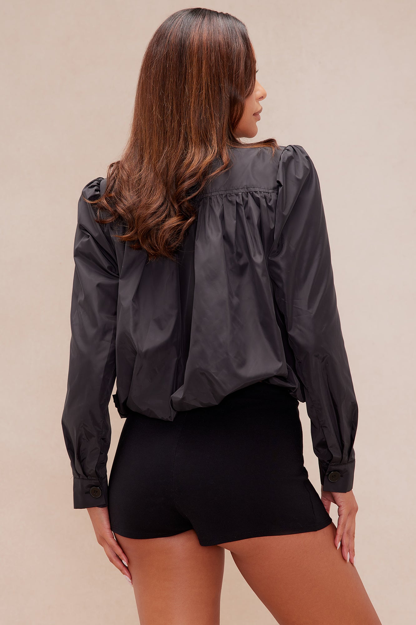 Estelle Bubble Taffeta Top - Black