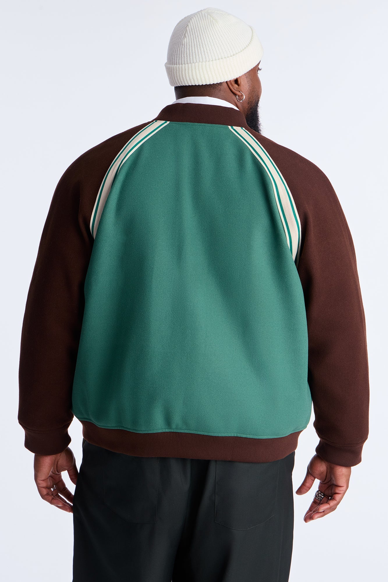 Raglan Track Varsity Jacket - Green