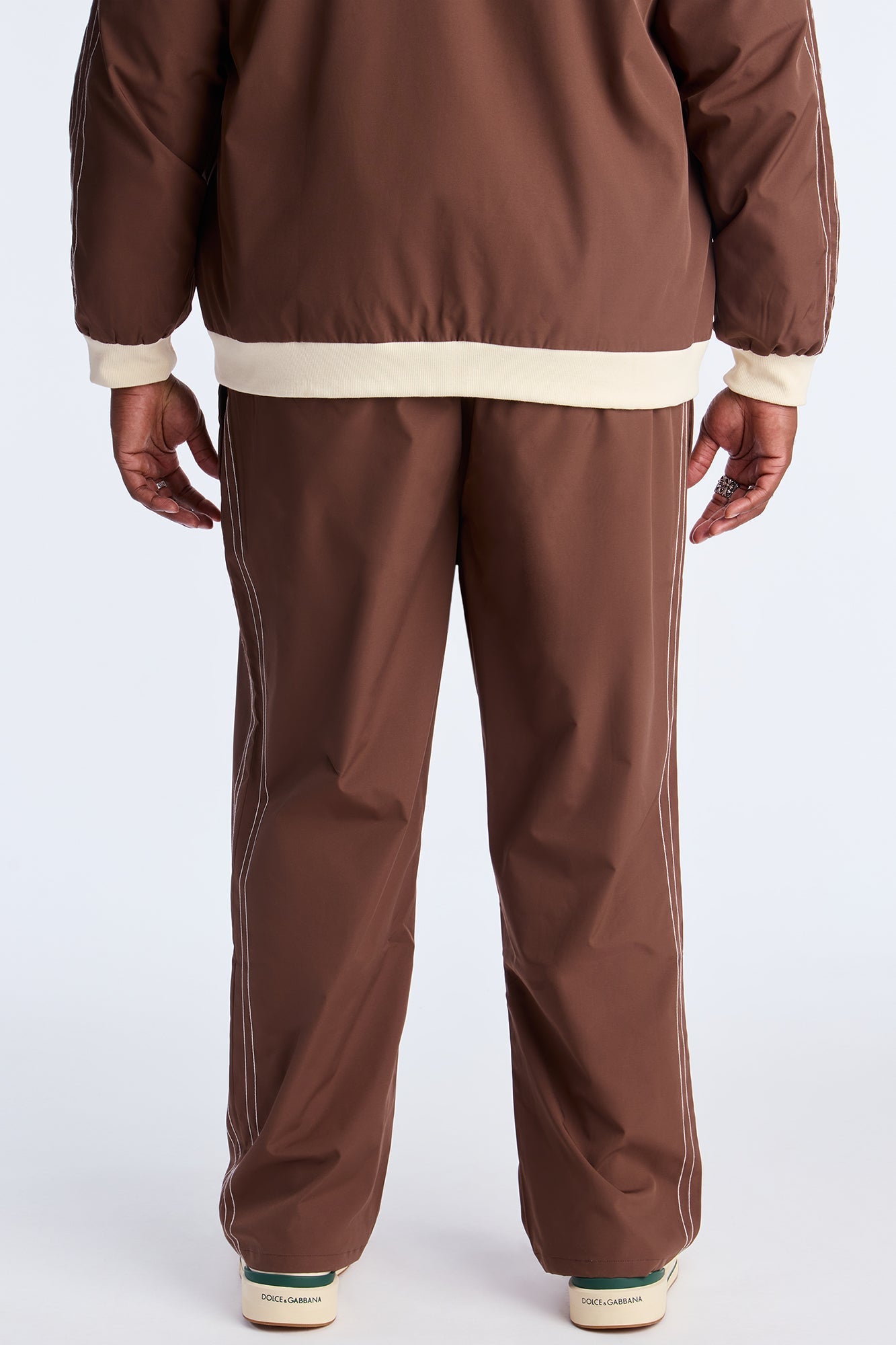 Straight Suit Up Contrast Tipped Pant - Brown