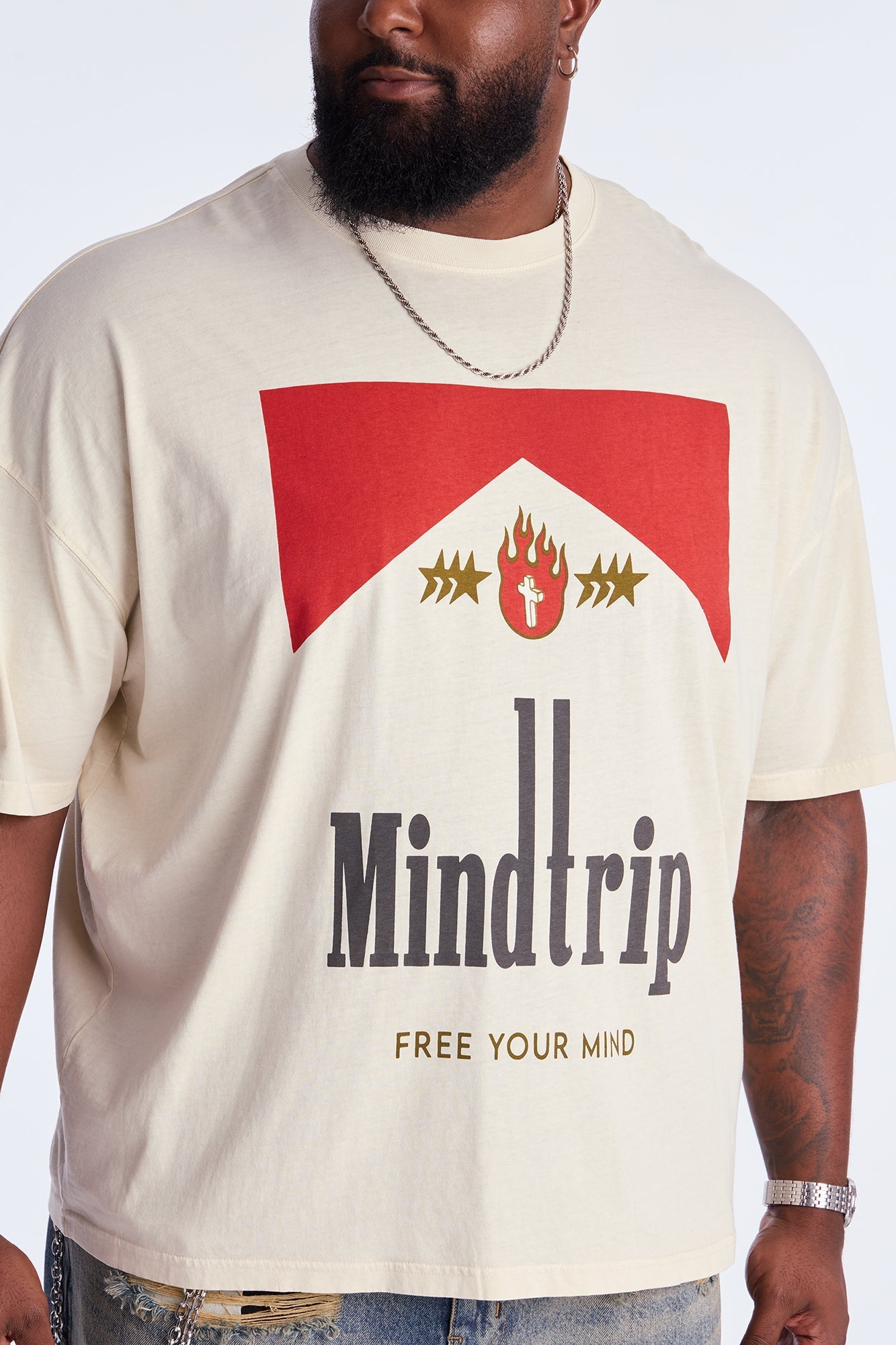 Mind Trip Oversized Short Sleeve Tee - Cream