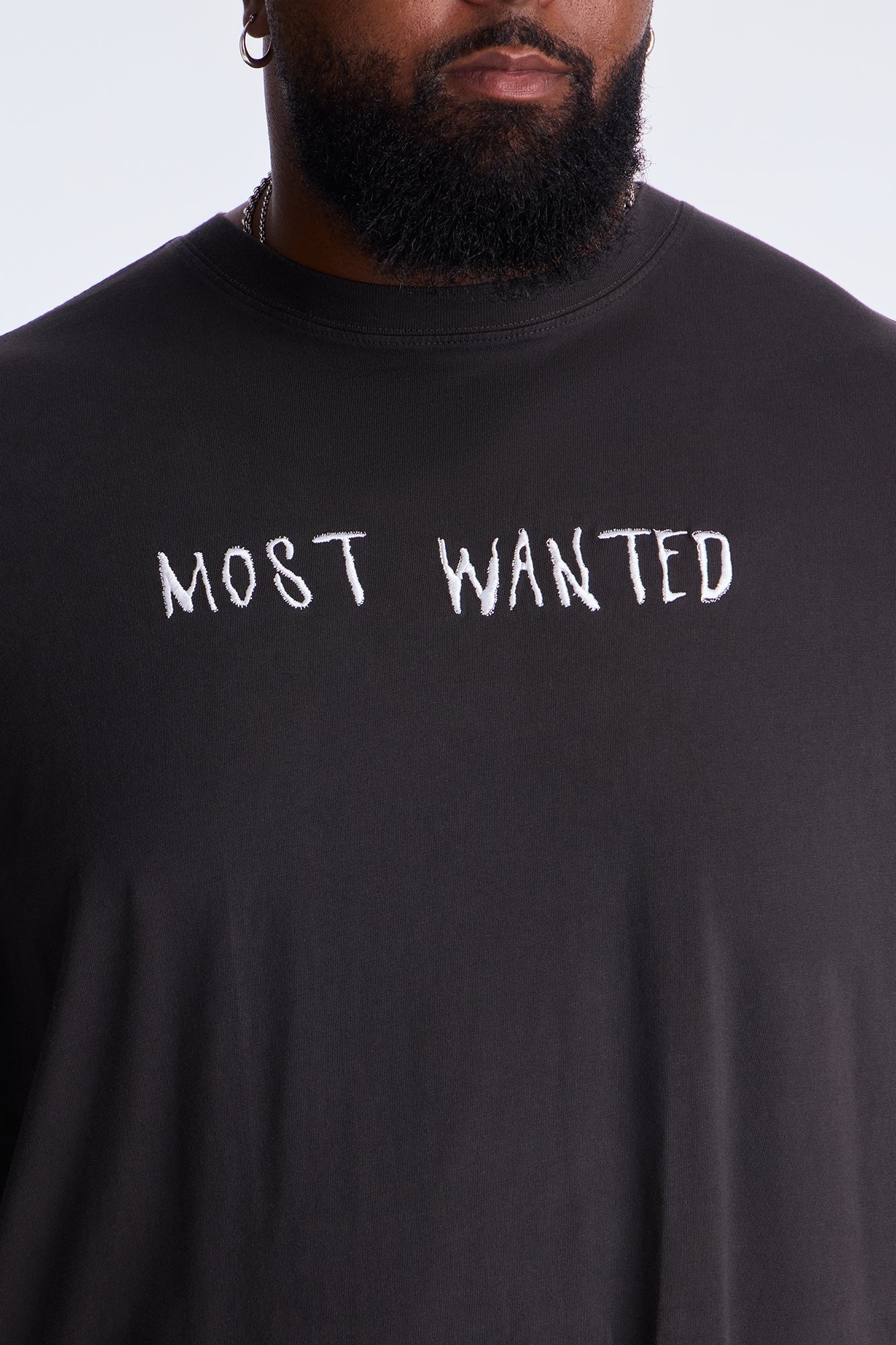 Most Wanted Embroidery Oversized Short Sleeve Tee - Black Wash