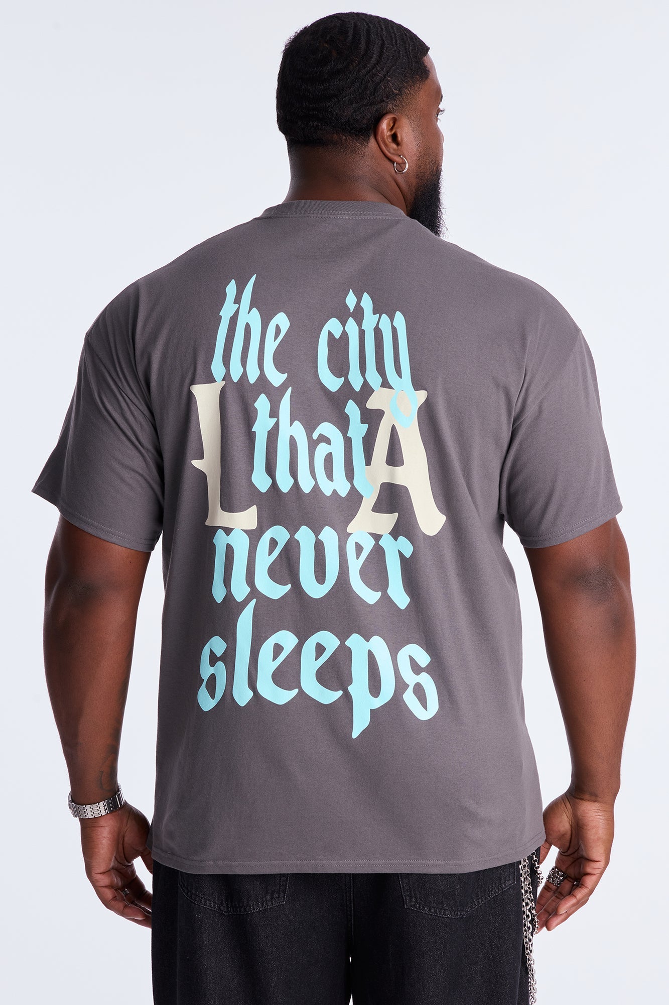LA Never Sleeps Short Sleeve Tee - Charcoal