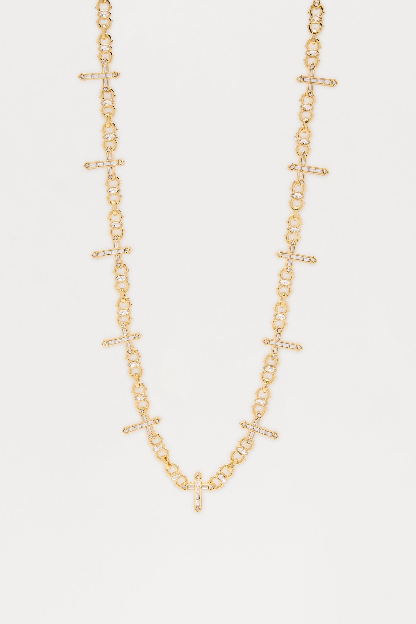 Baguette Cross Link Necklace - Gold