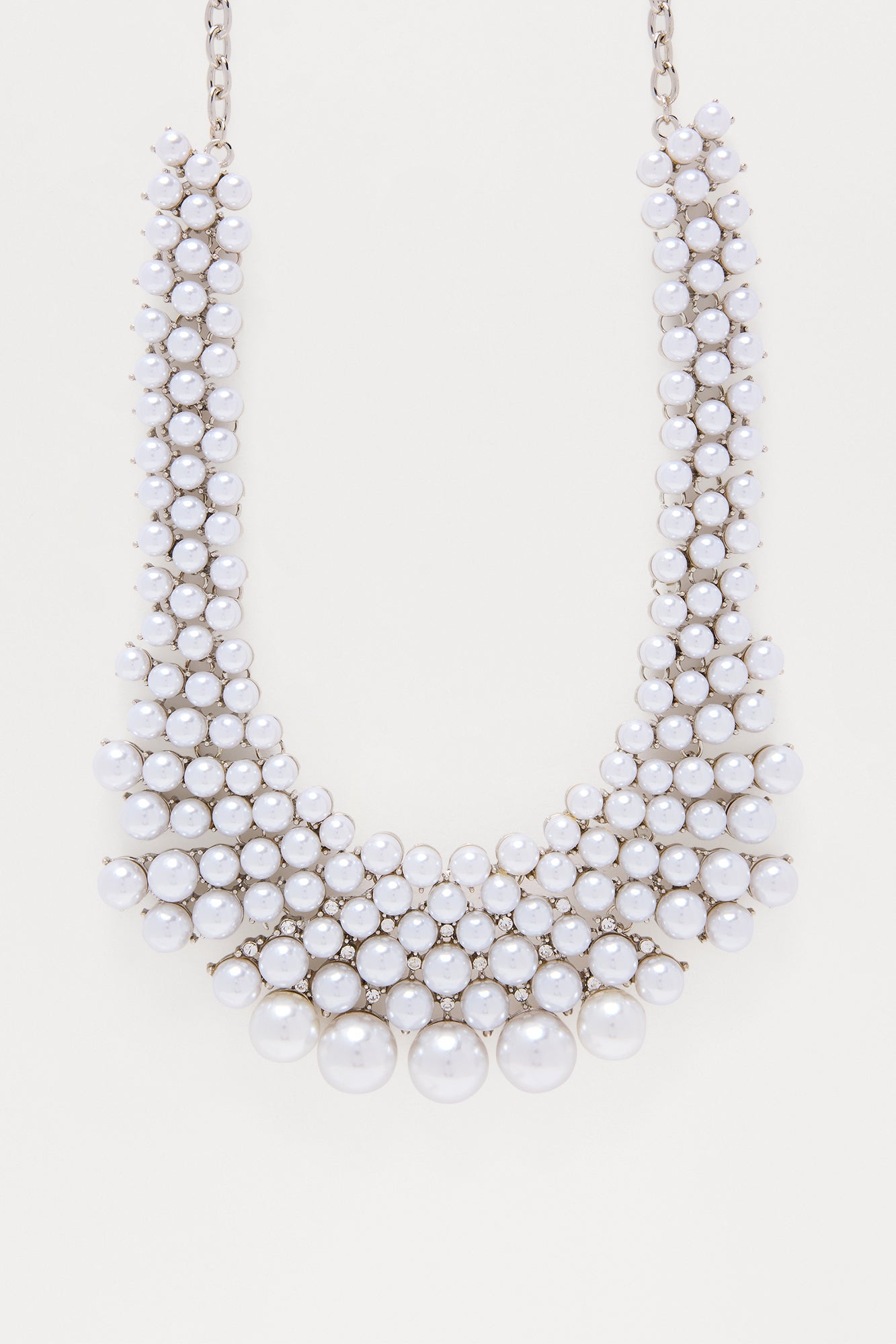 Pearl Reign Statement Necklace - Silver