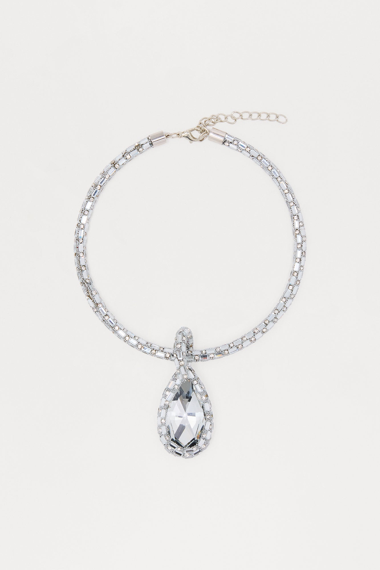 She's Expensive Jeweled Pendant Necklace - Silver