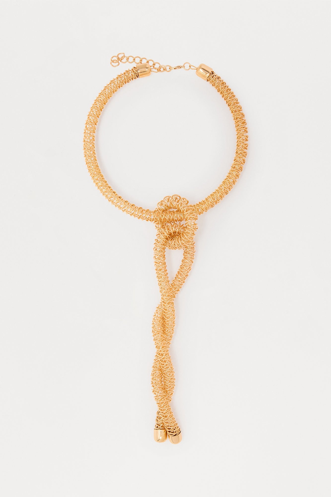 Twisted Coil Lariat Necklace - Gold