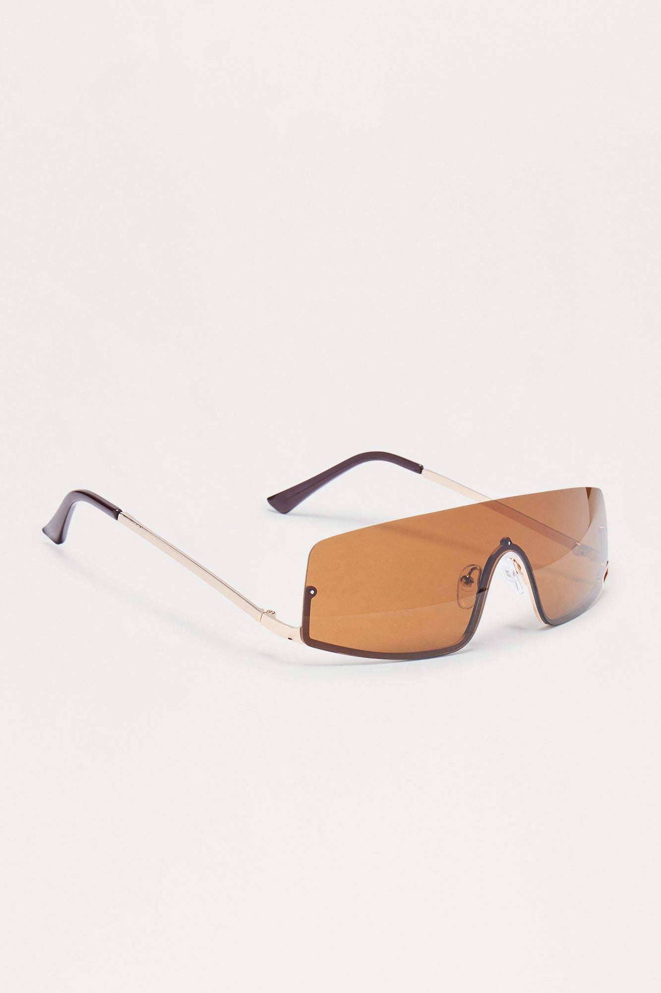 Next Up Shield Metal Frame Sunglasses - Gold/Brown