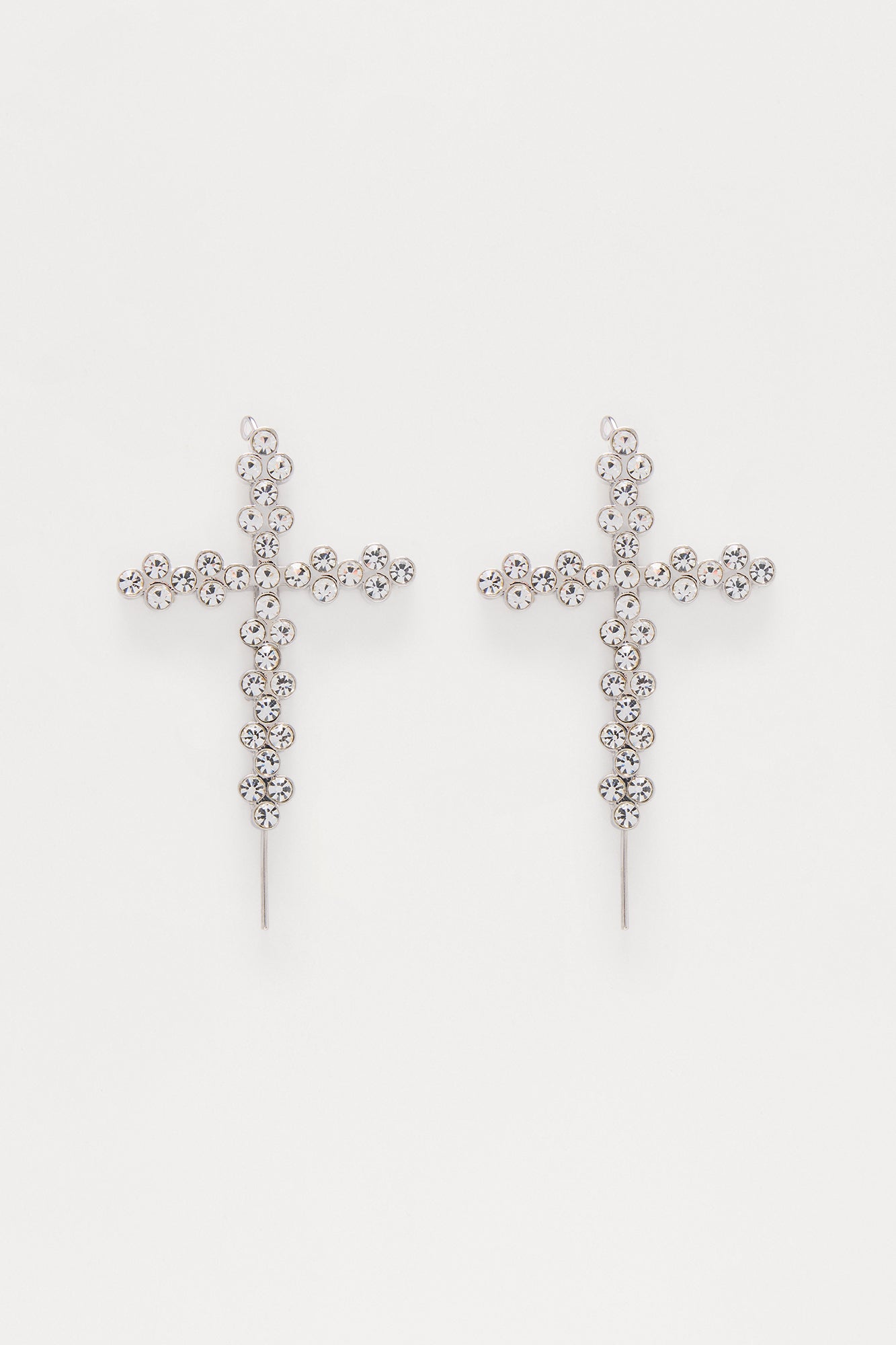 In His Name Rhinestone Cross Ear Cuff - Silver