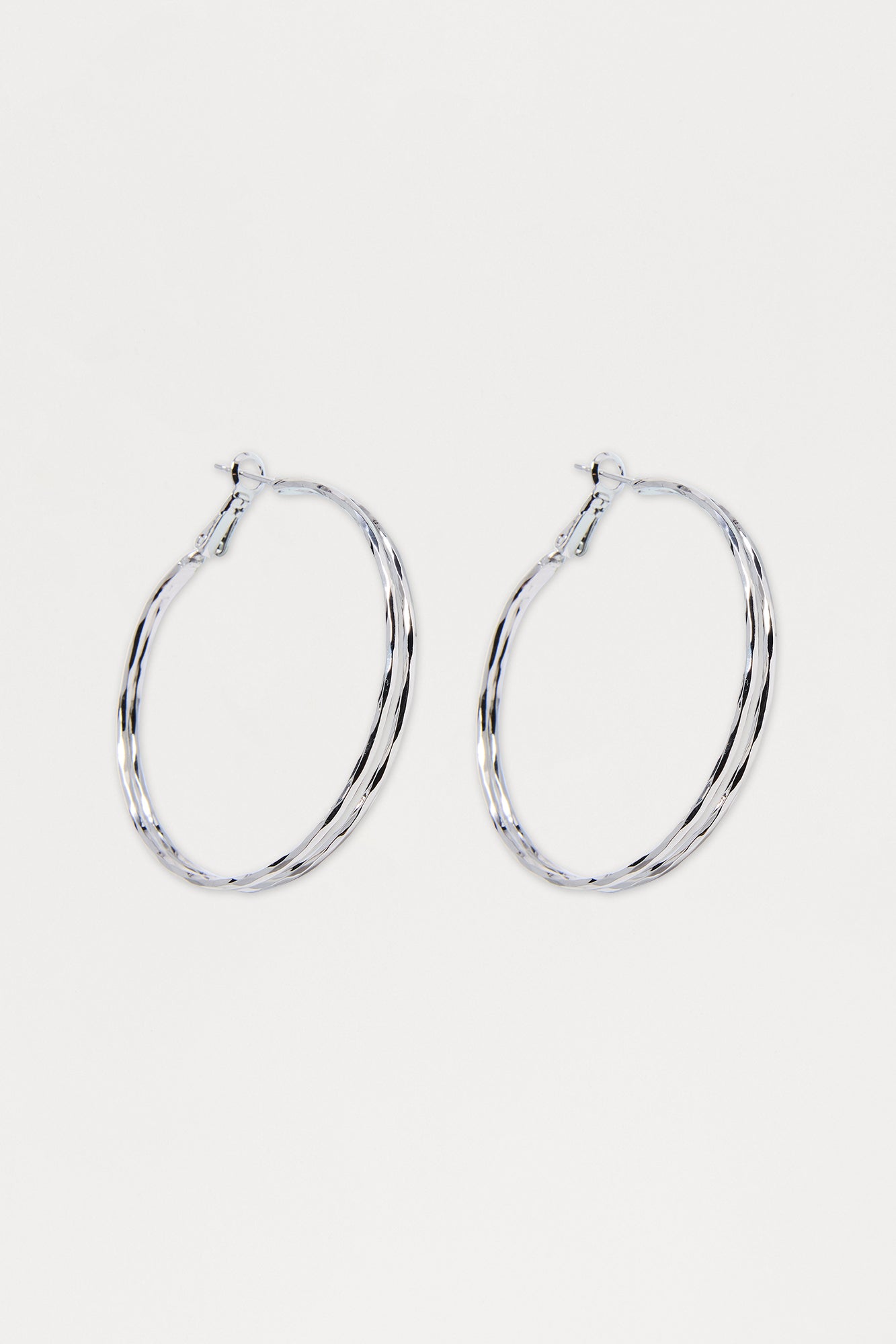 Double The Odds Hoop Earrings - Silver