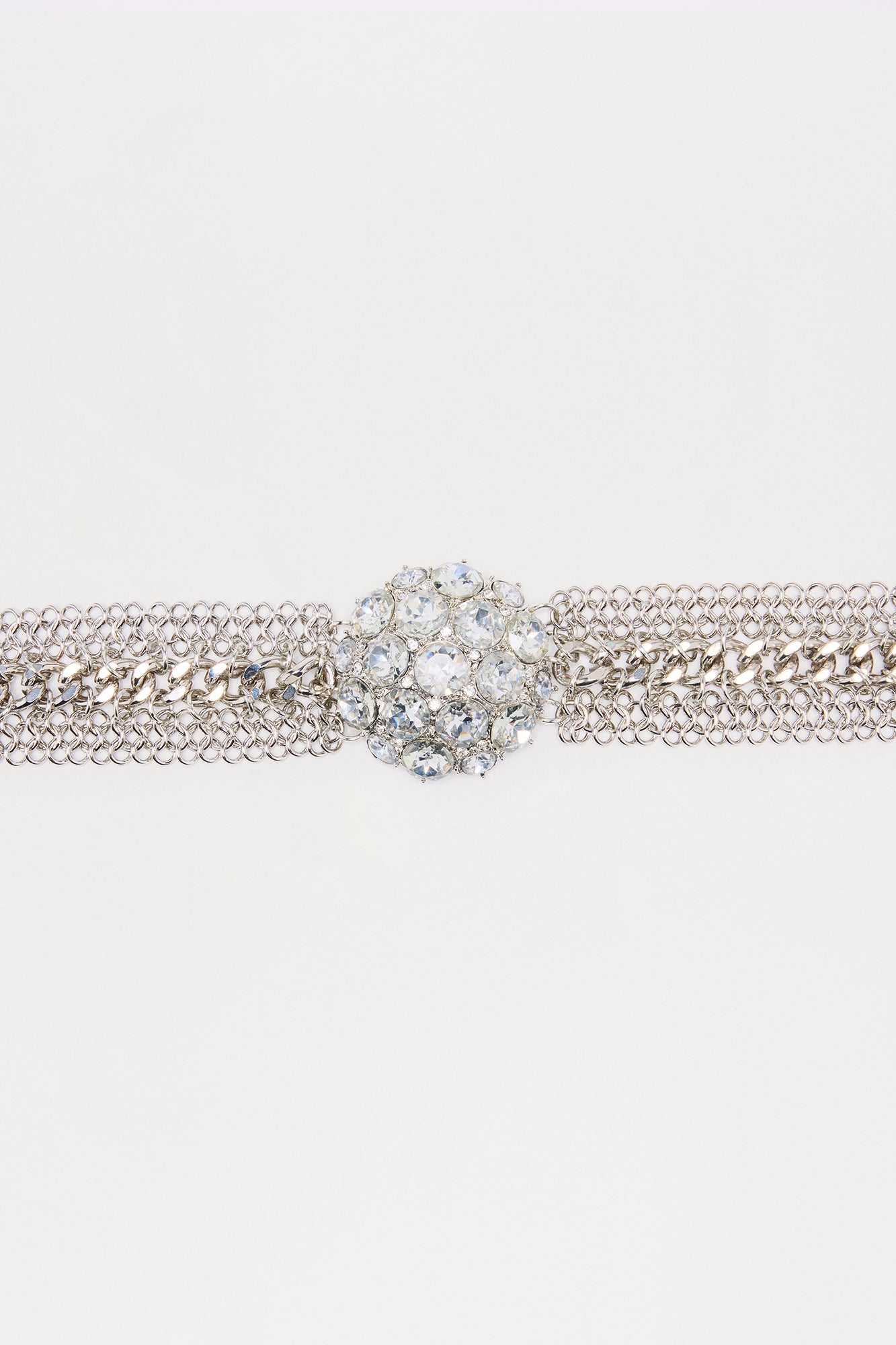 Shine Bright Rhinestone Choker Necklace - Silver