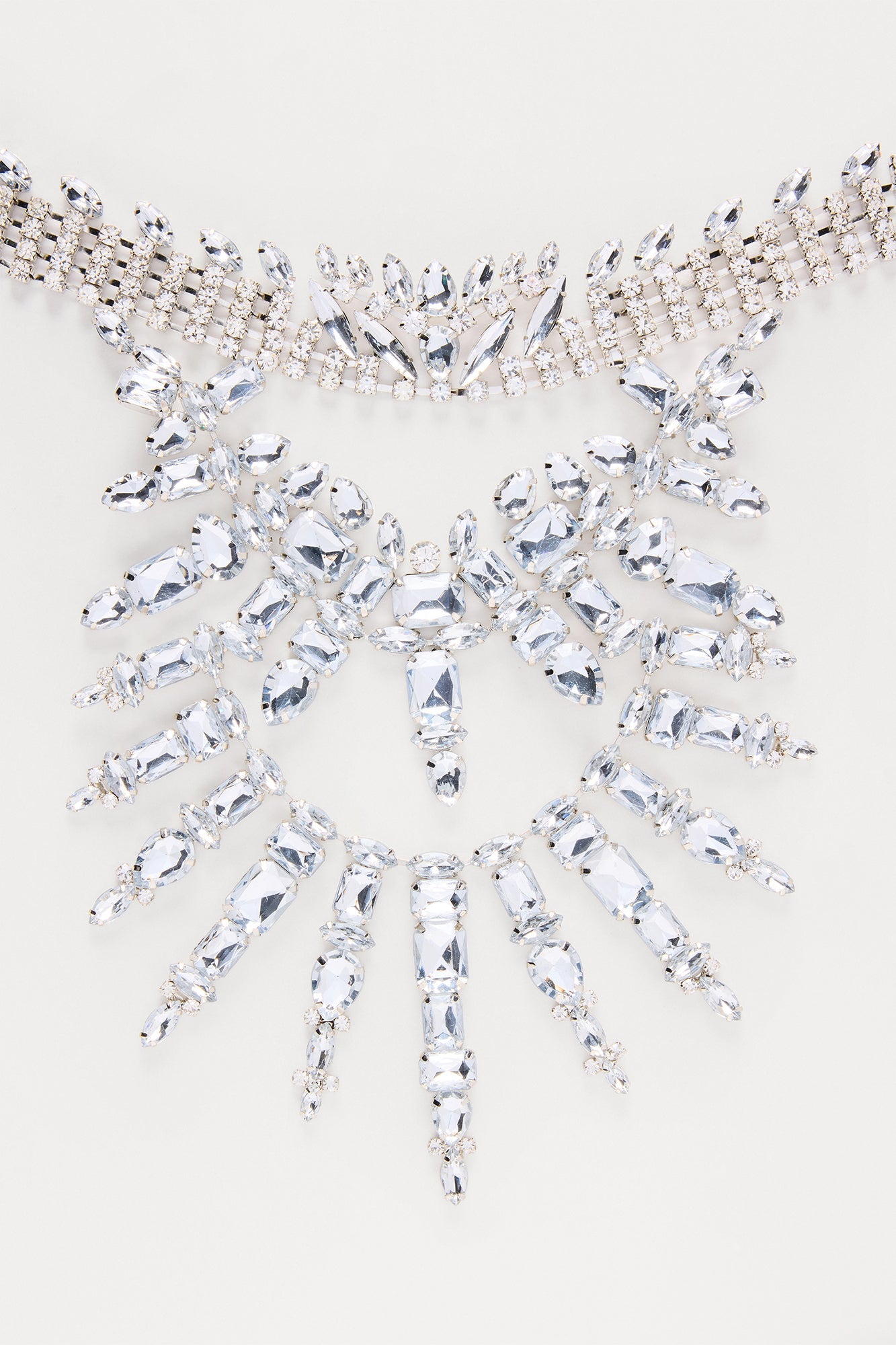 Crown Jewel Statement Necklace - Silver