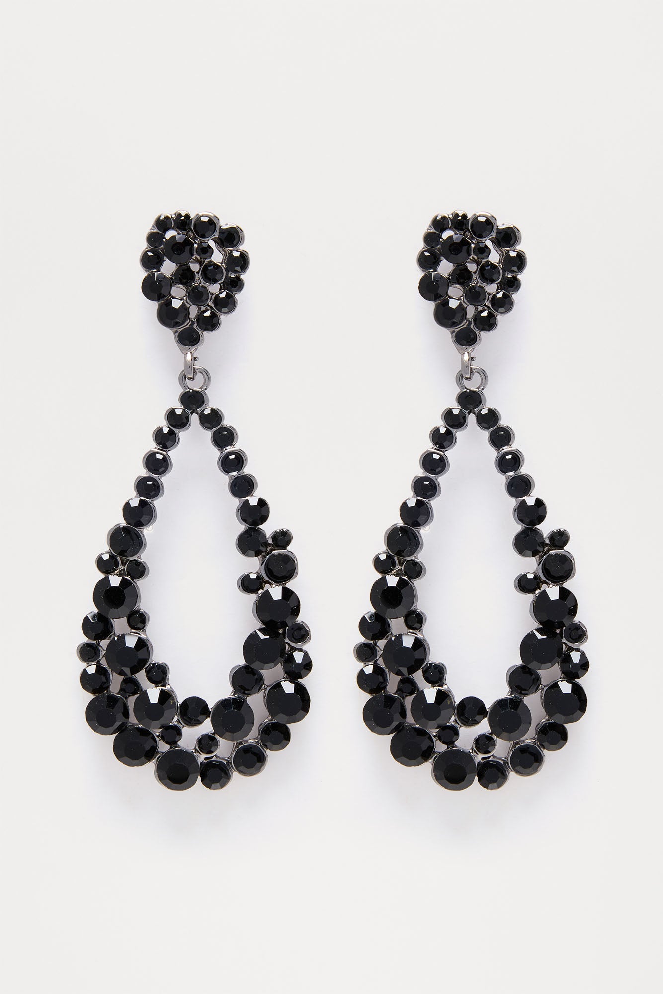 Evening Spark Rhinestone Drop Earrings - Black