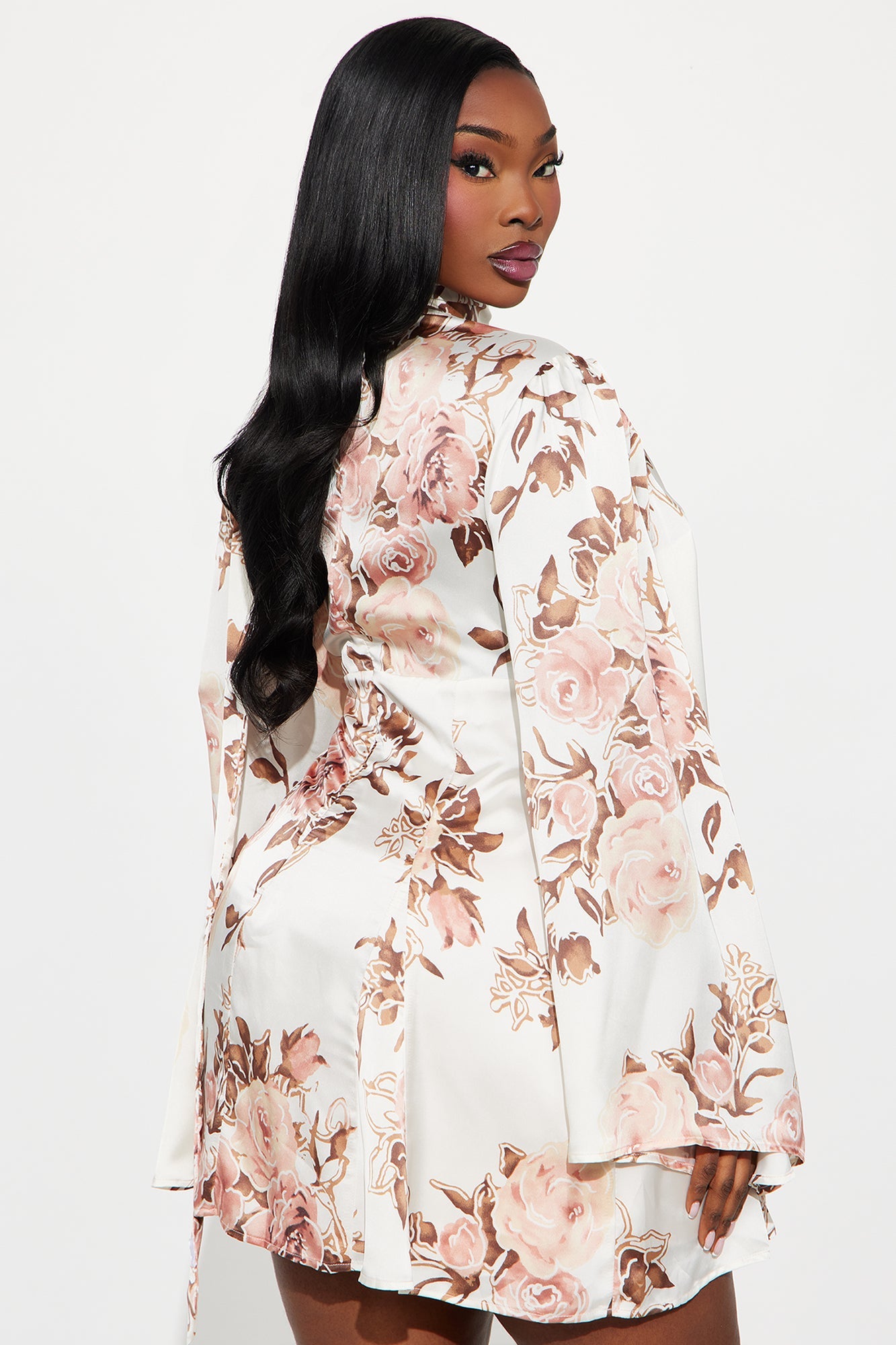 Flowery Days Satin Mini Dress - Pink/combo