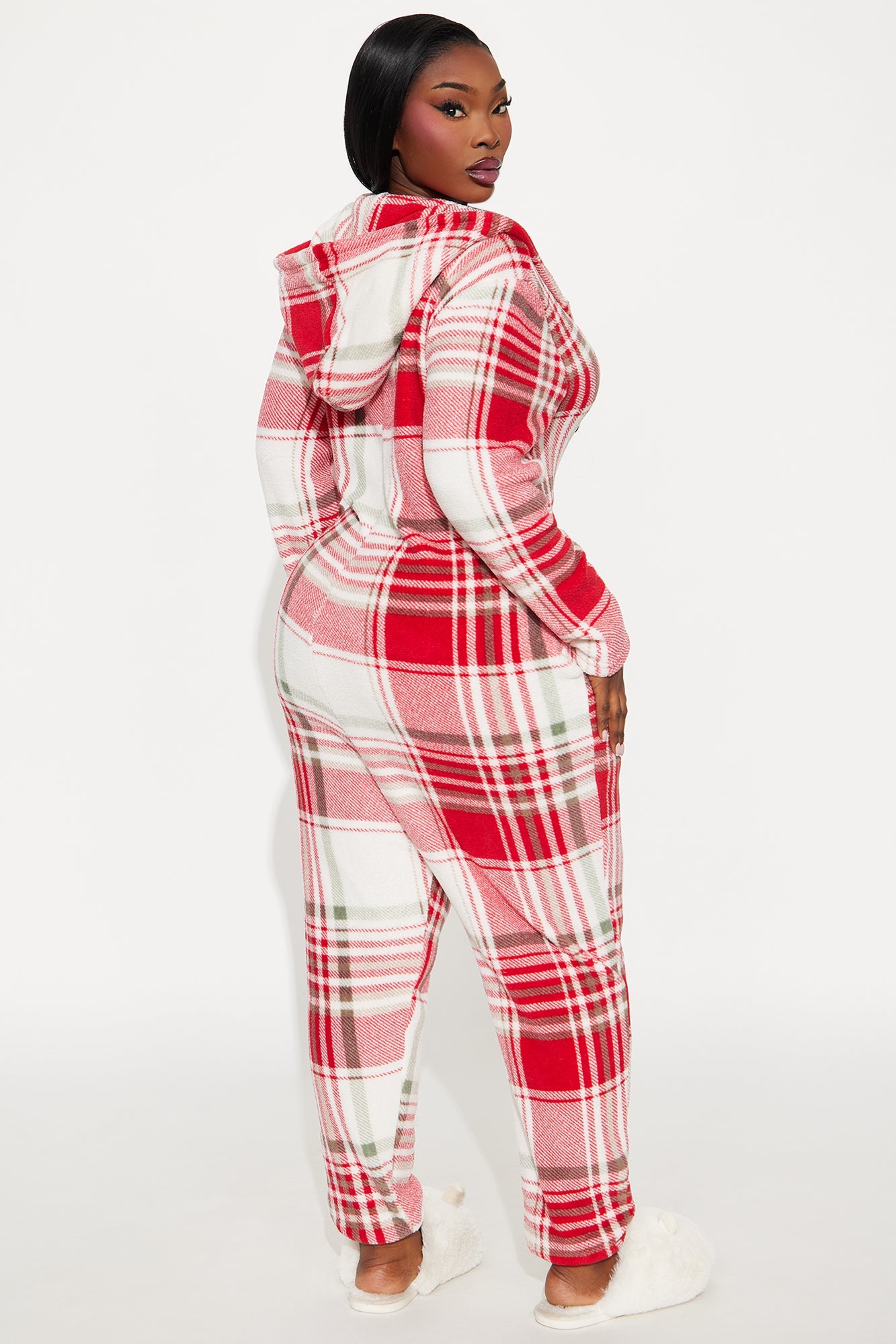 Christmas Morning Plush PJ Jumpsuit Onesie - Red/combo