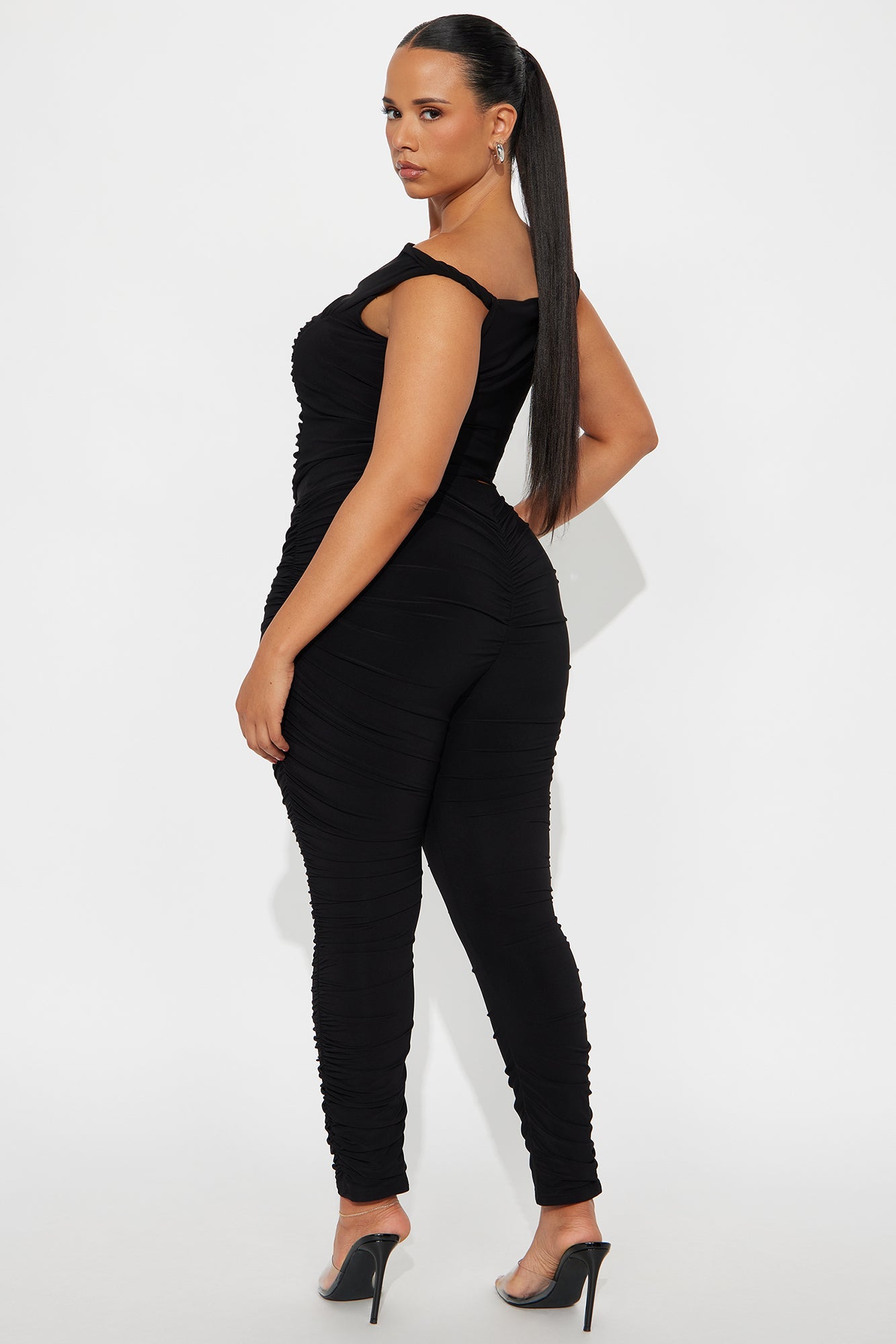 Vanessa Off Shoulder Pant Set - Black