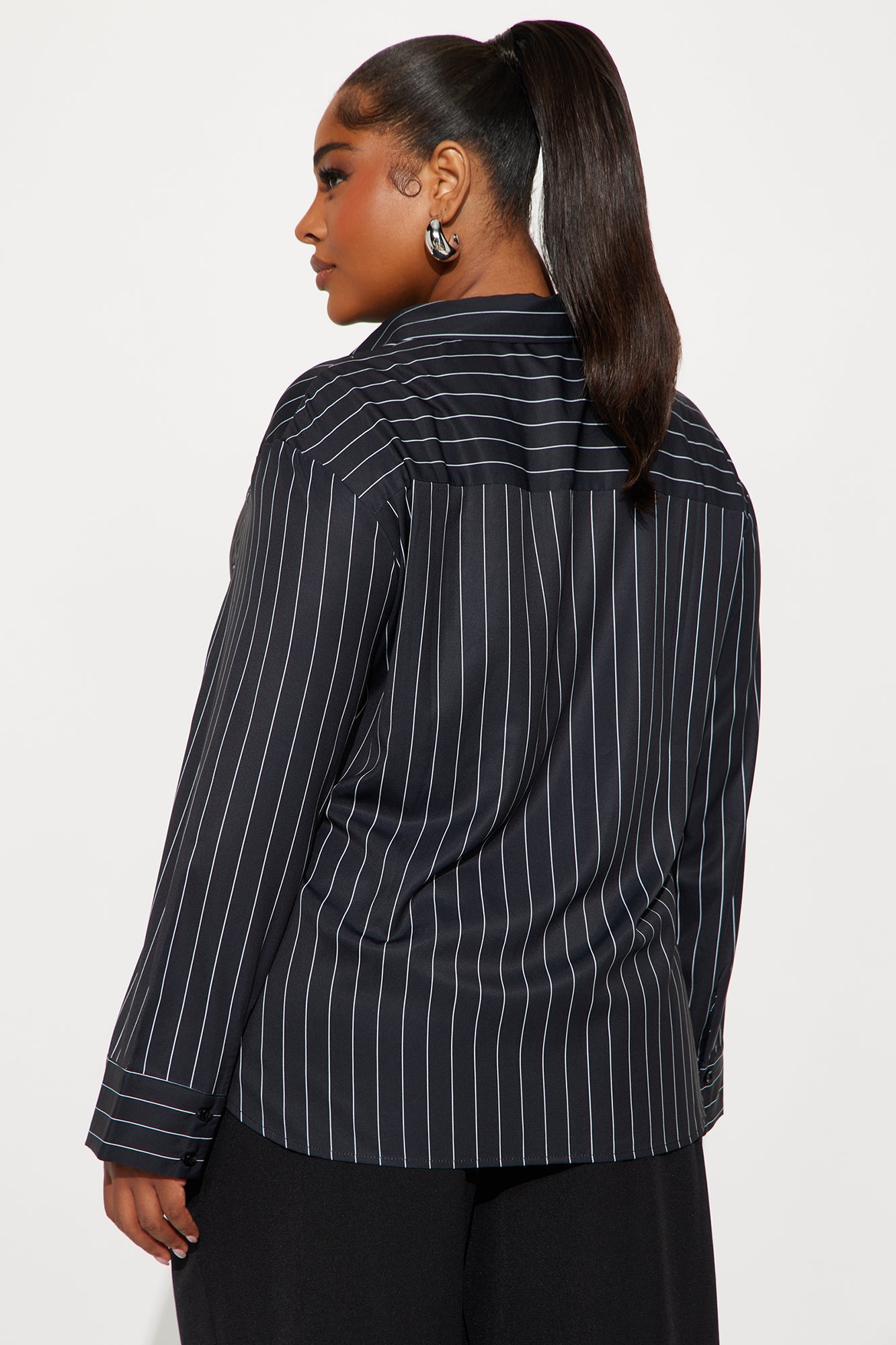 Parisa Pinstripe Satin Shirt - Black/combo