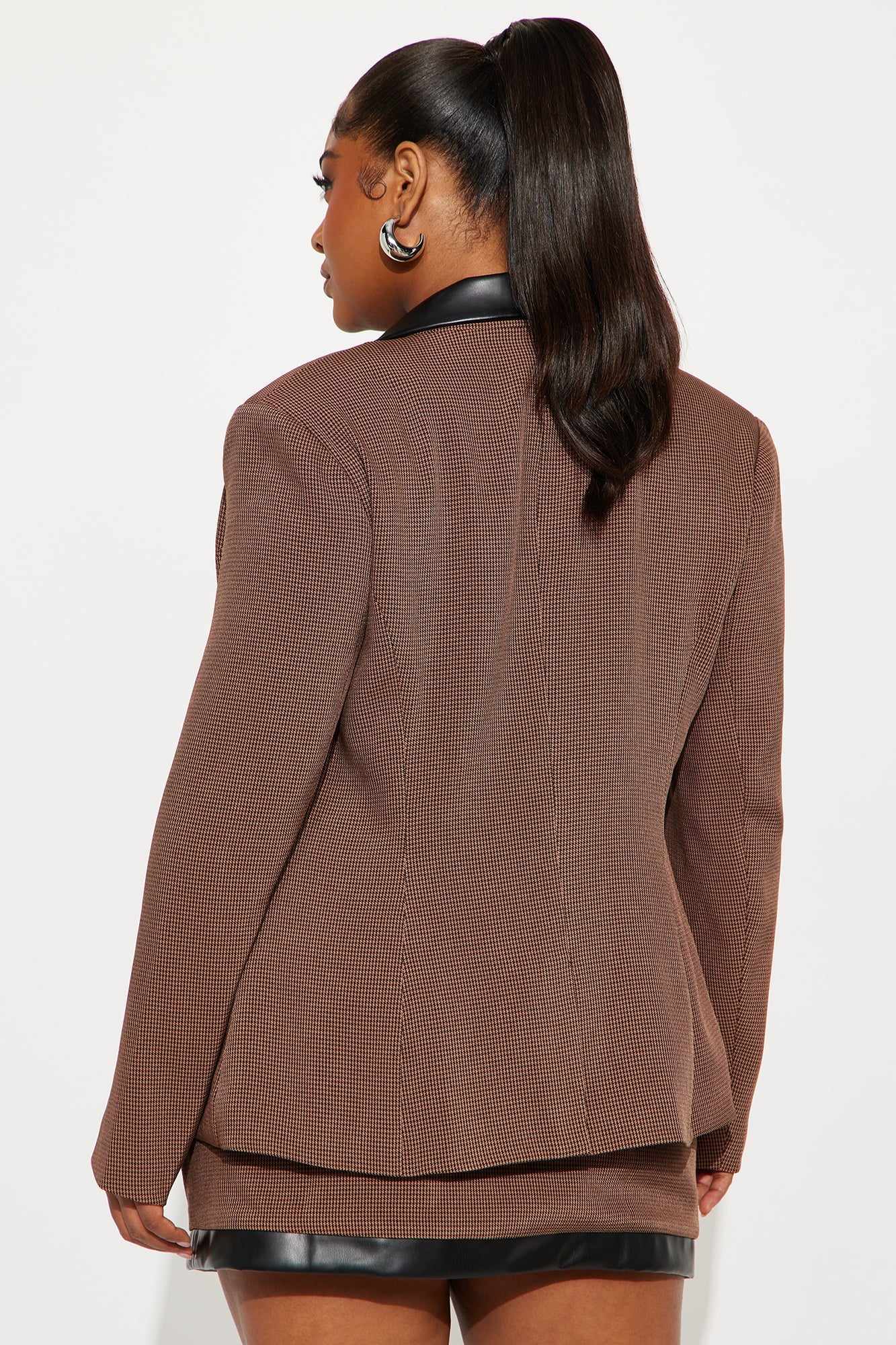 Glenda Blazer Mini Skirt Set - Taupe/combo