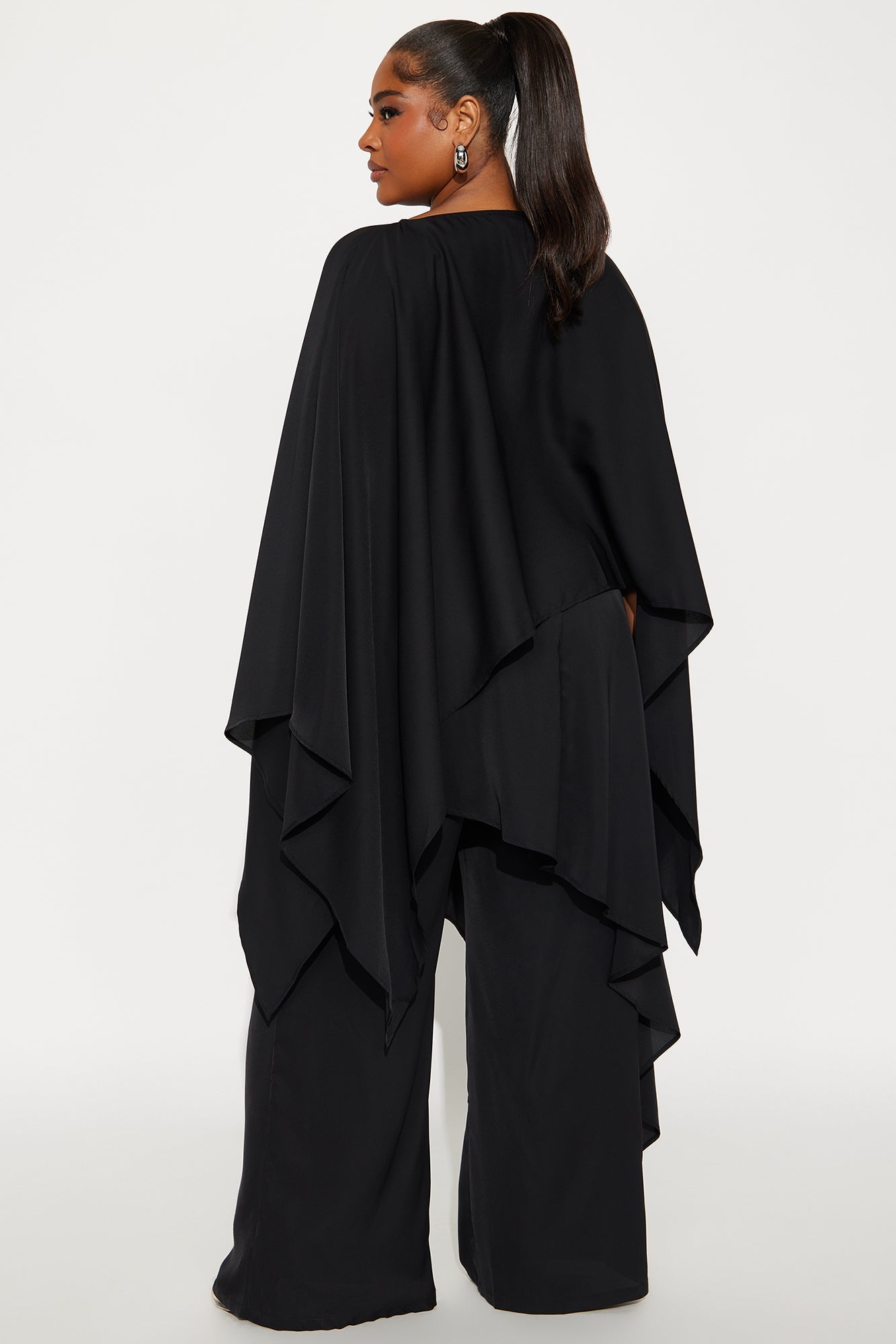 Dramatic Entrance Draped Pant Set - Black