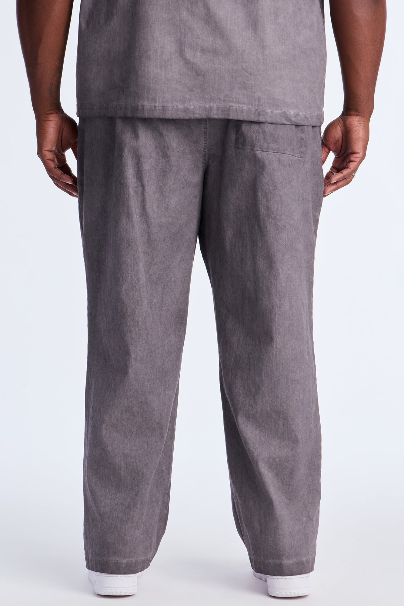 Straight Faded Out Slit E-Waist Pant - Grey