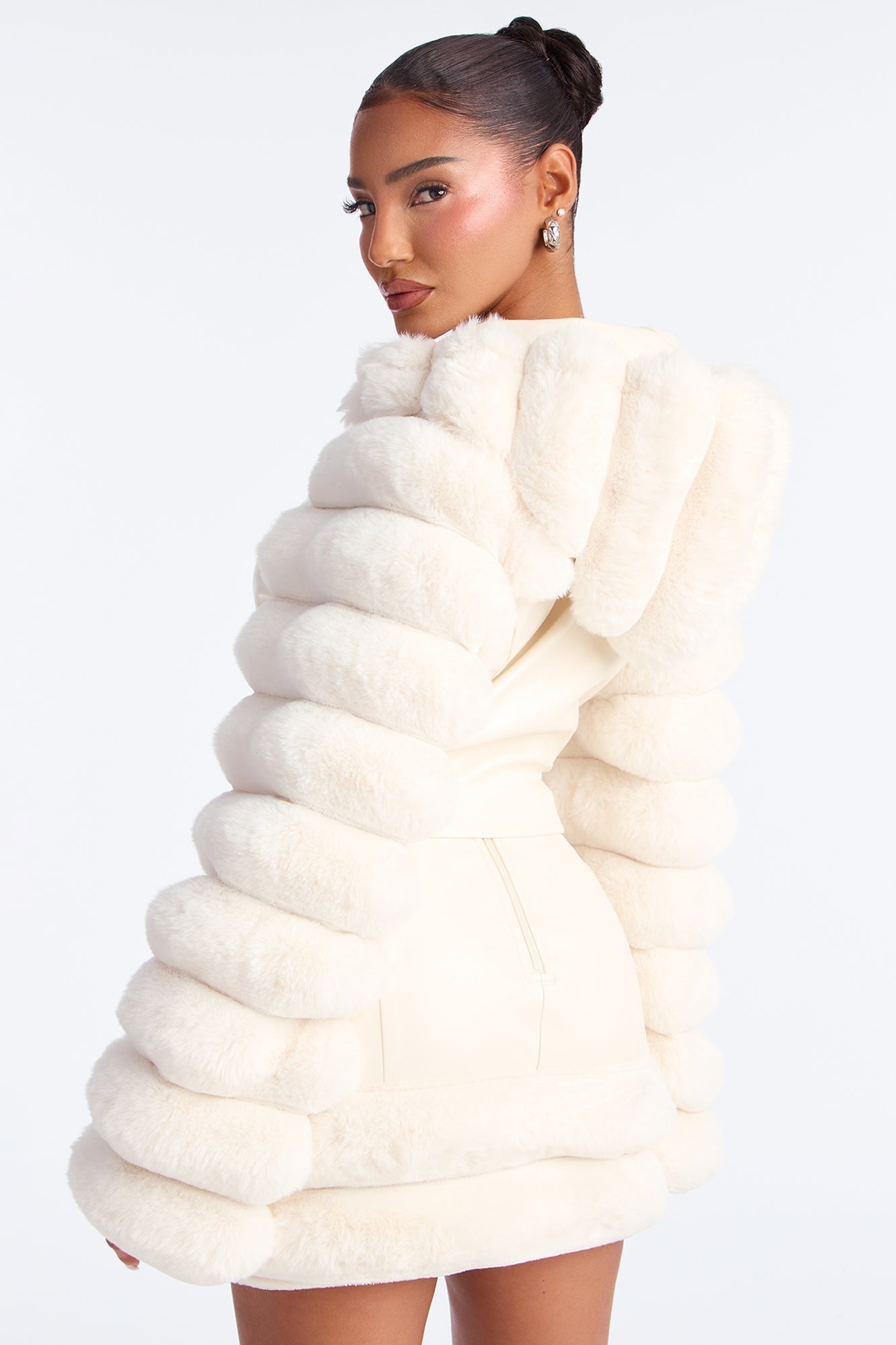 Snow Bunny Faux Fur Skirt Set - Off White