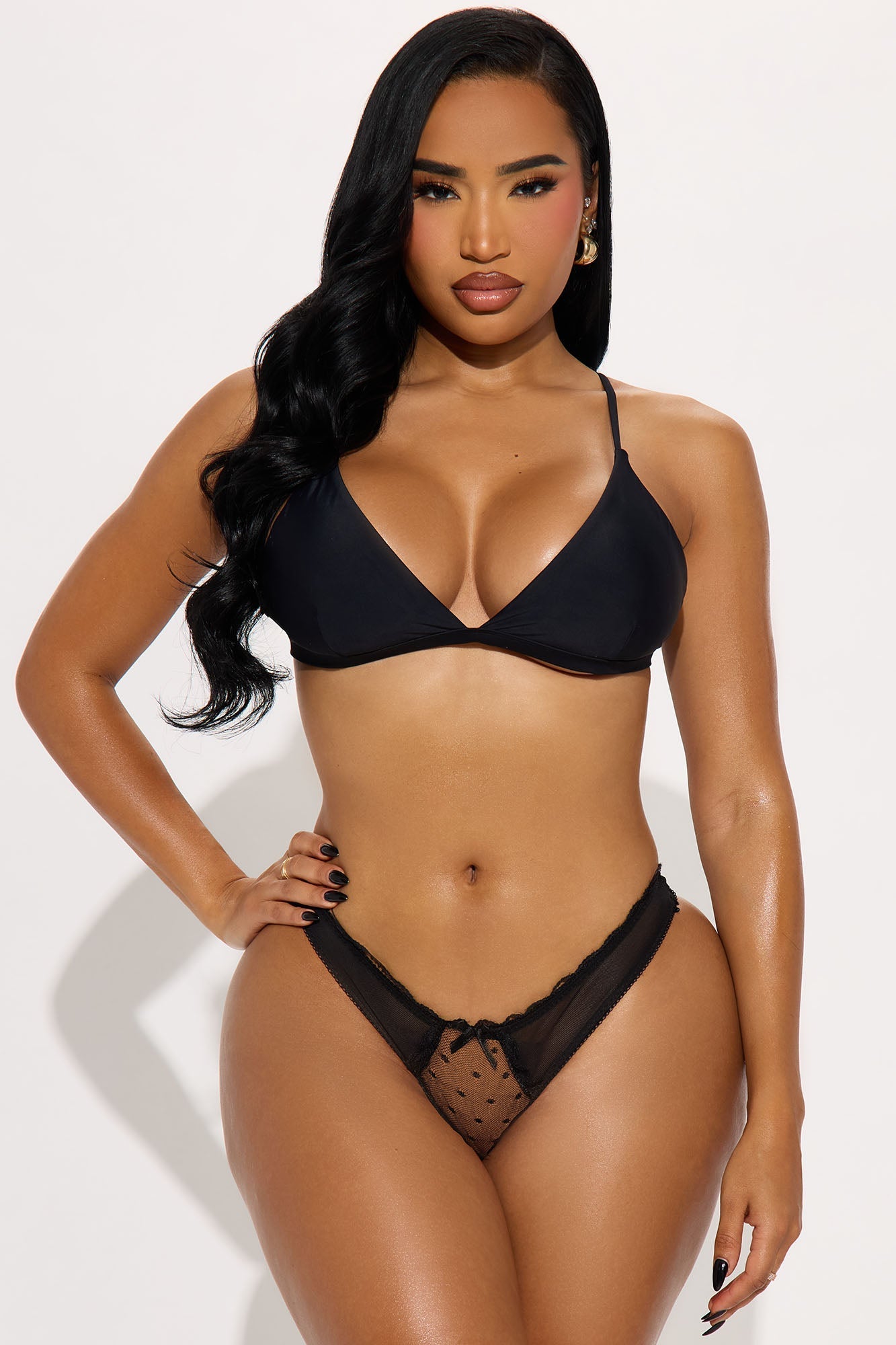 Crotchless Mesh Bikini Panty - Black