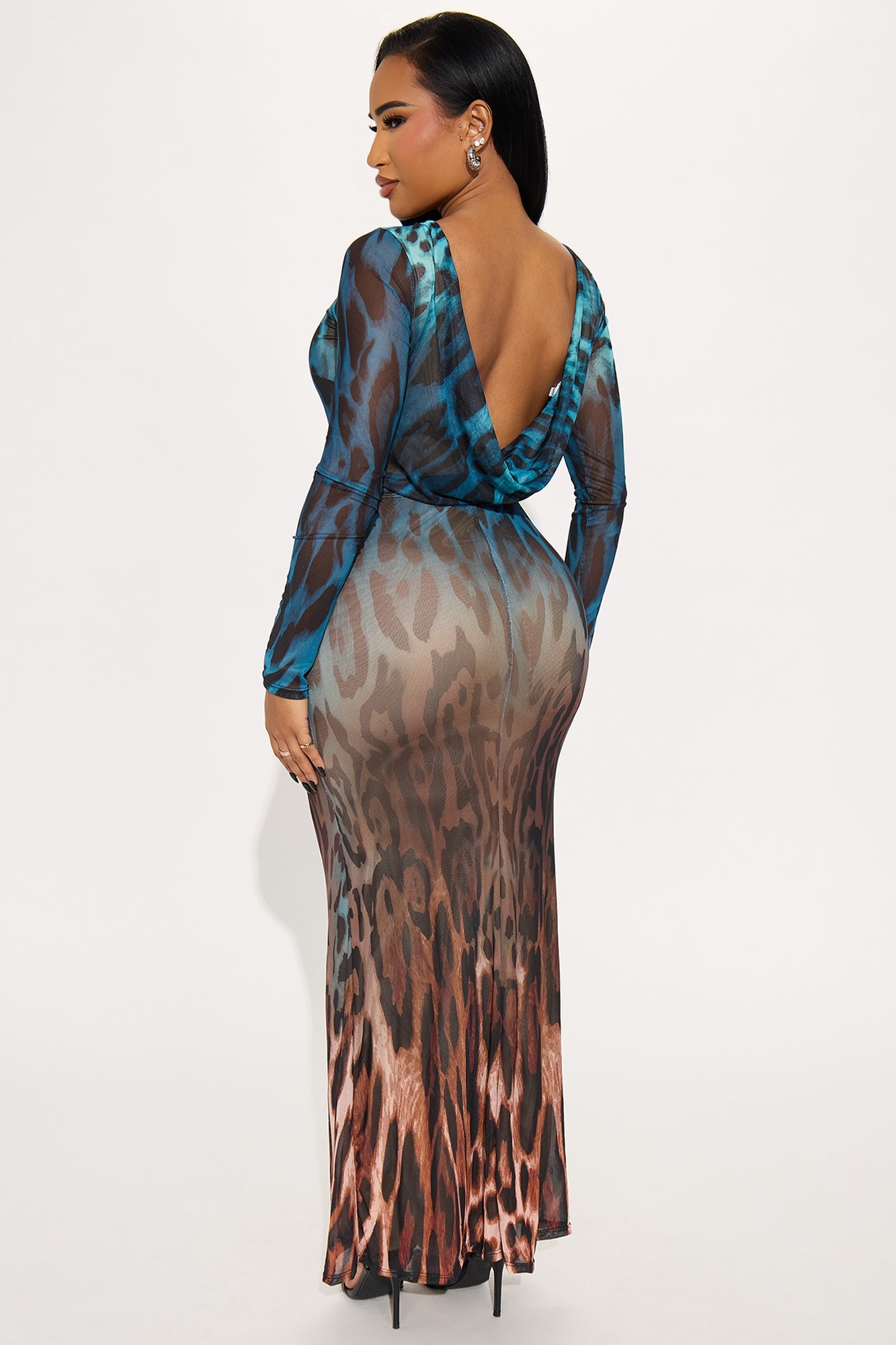 Moody Cutie Backless Maxi Dress - Blue/combo