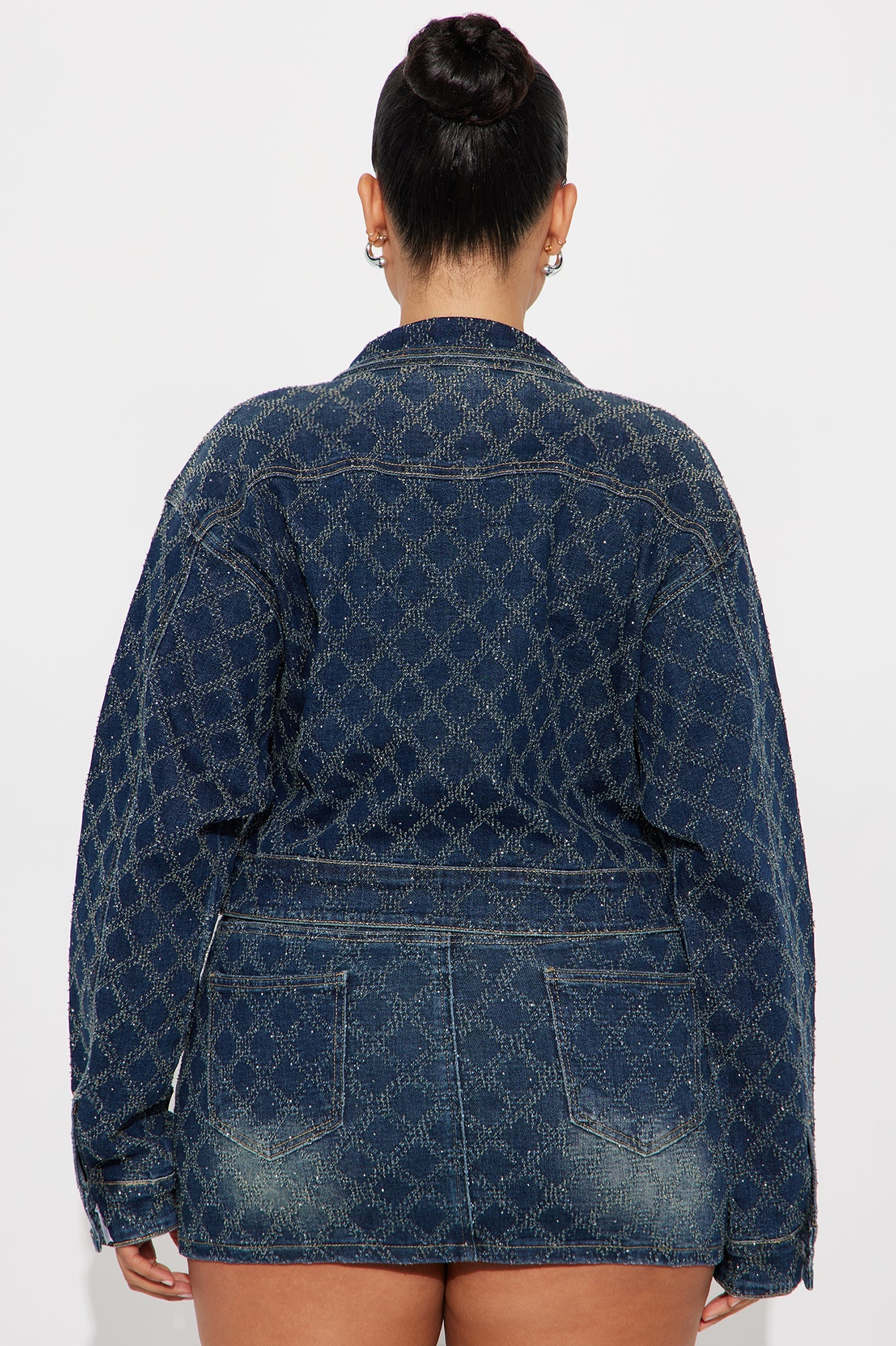 Stop And Stare Embellished Denim Trucker Jacket - Dark Wash