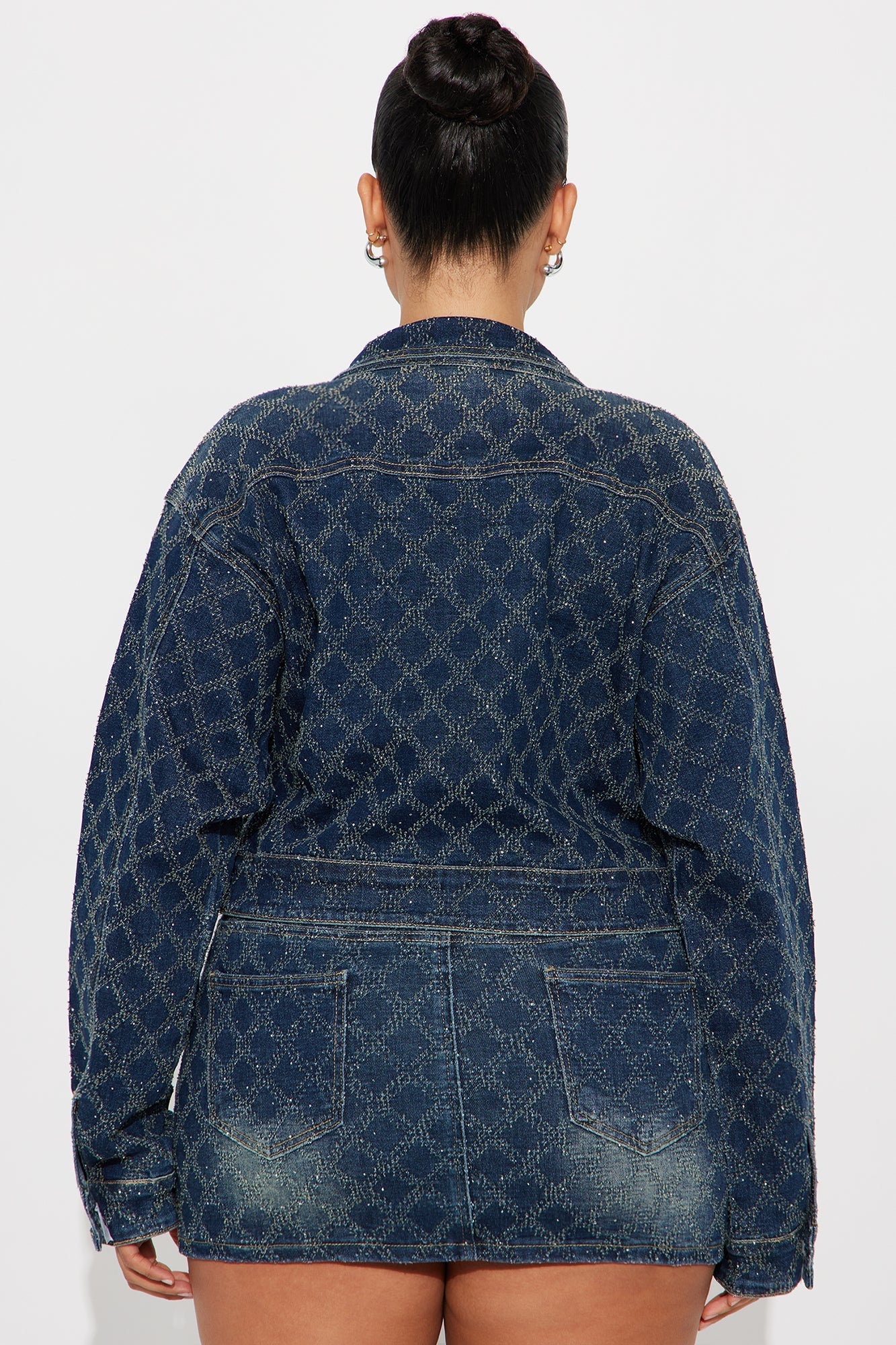 Stop And Stare Embellished Denim Trucker Jacket - Dark Wash