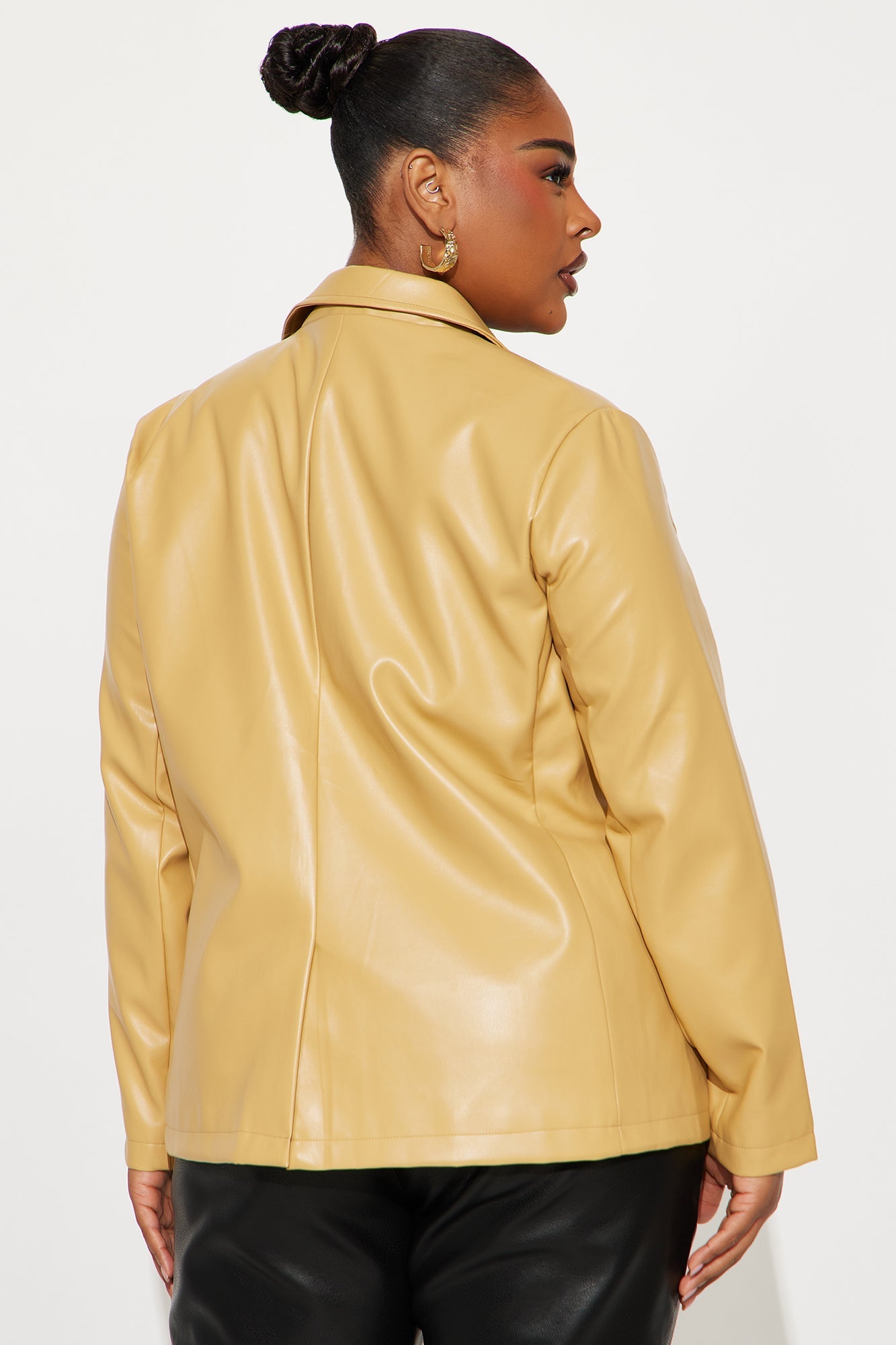 Paige Faux Leather Blazer - Mustard