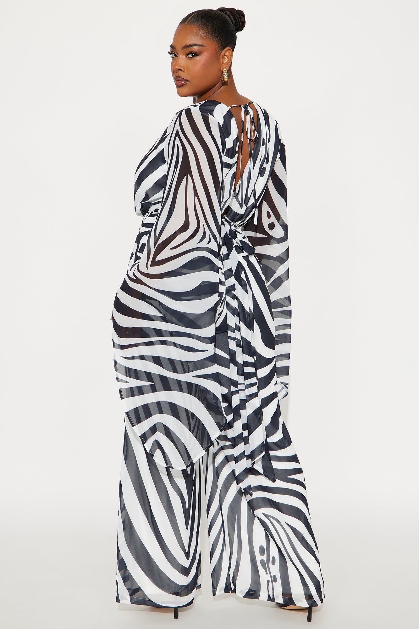 Mya Zebra Printed Wide Leg Jumpsuit - Black/White