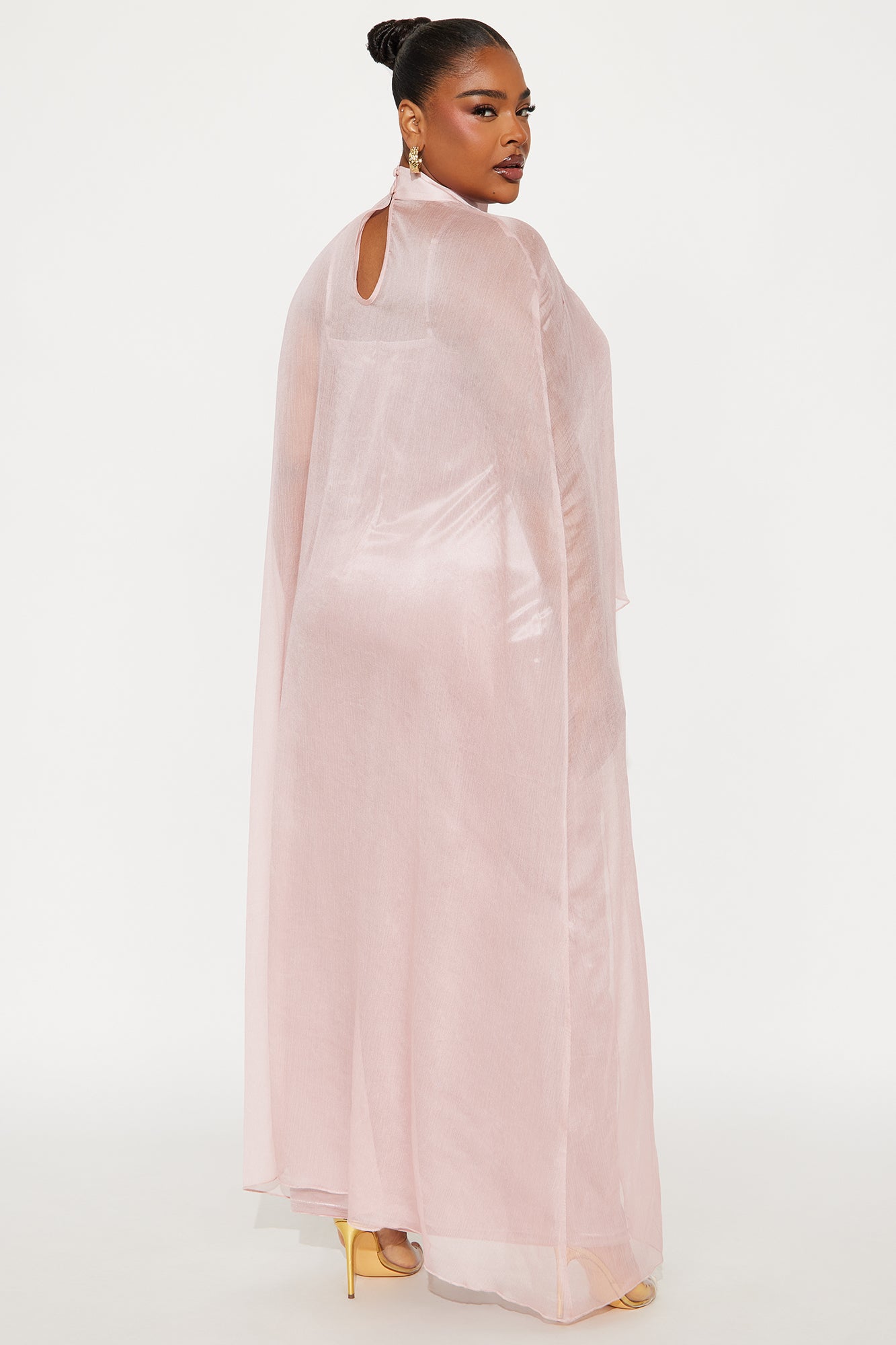 Velvet Pulse Caped Maxi Dress - Mauve