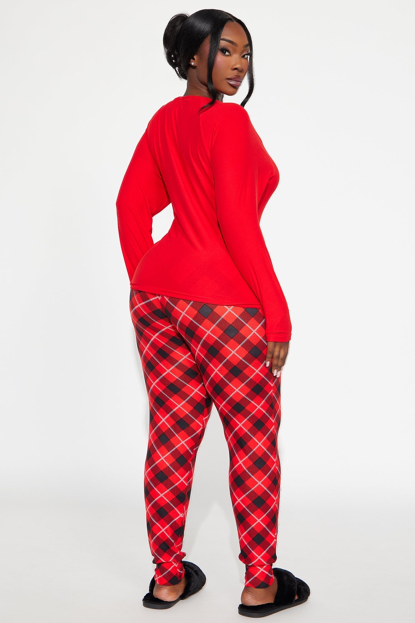 Holiday Time Matching Family Long Sleeve PJ Jogger Set - Red/Black