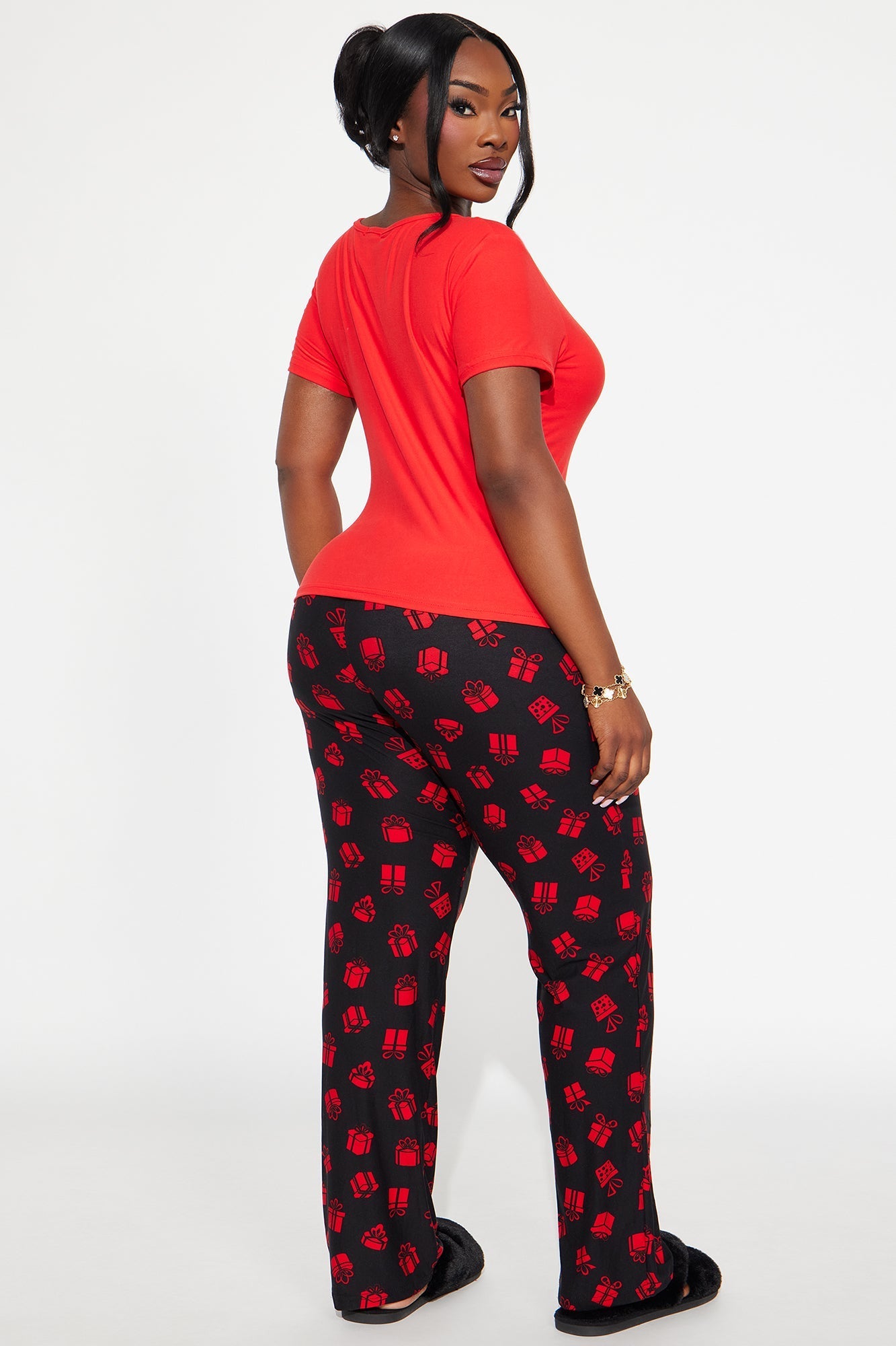 Open Me First Short Sleeve PJ Pant Set - Red/Black