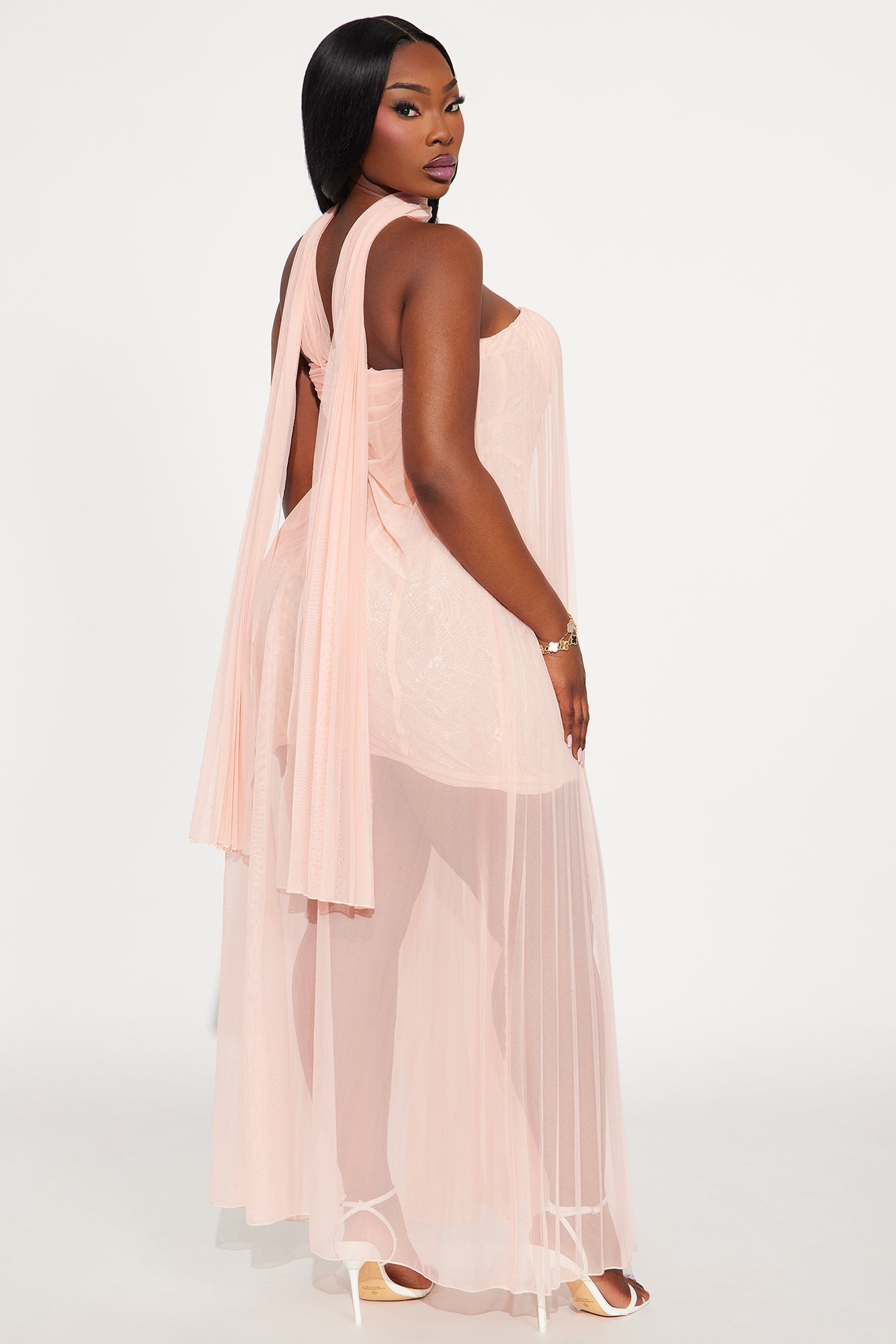 Graceful Kiss Mesh Gown - Pink