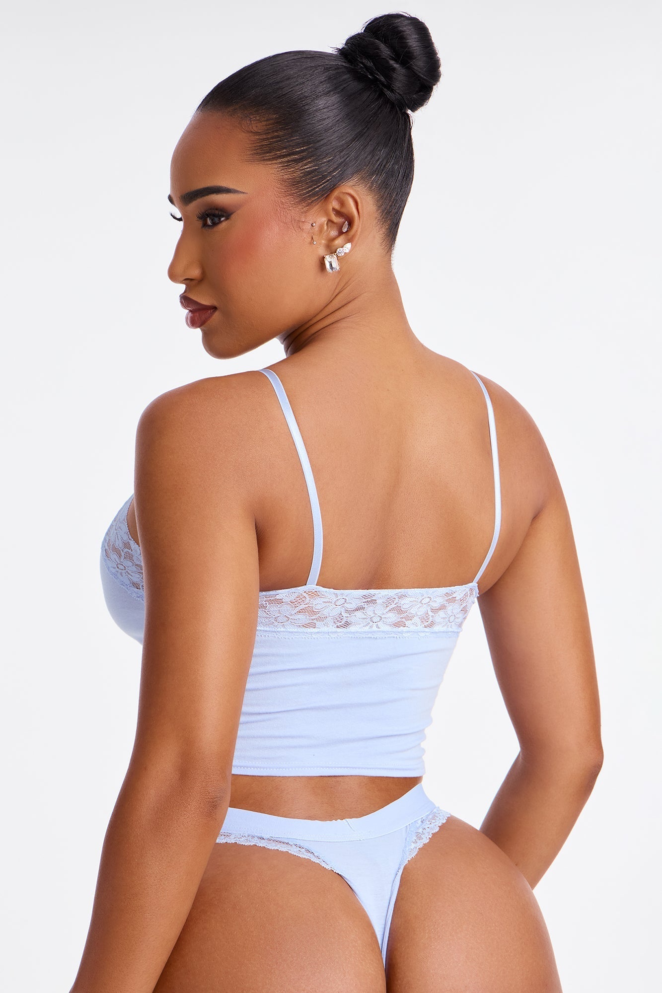 Von Dutch Lace Thong And Cami 2 Piece Set - Light Blue