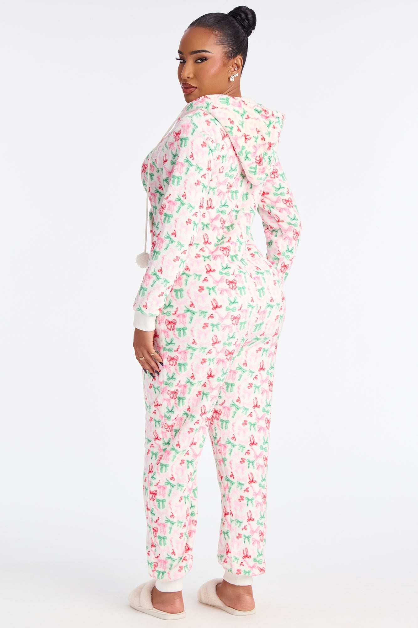 Cutie Bows Plush PJ Jumpsuit Onesie - Pink/combo