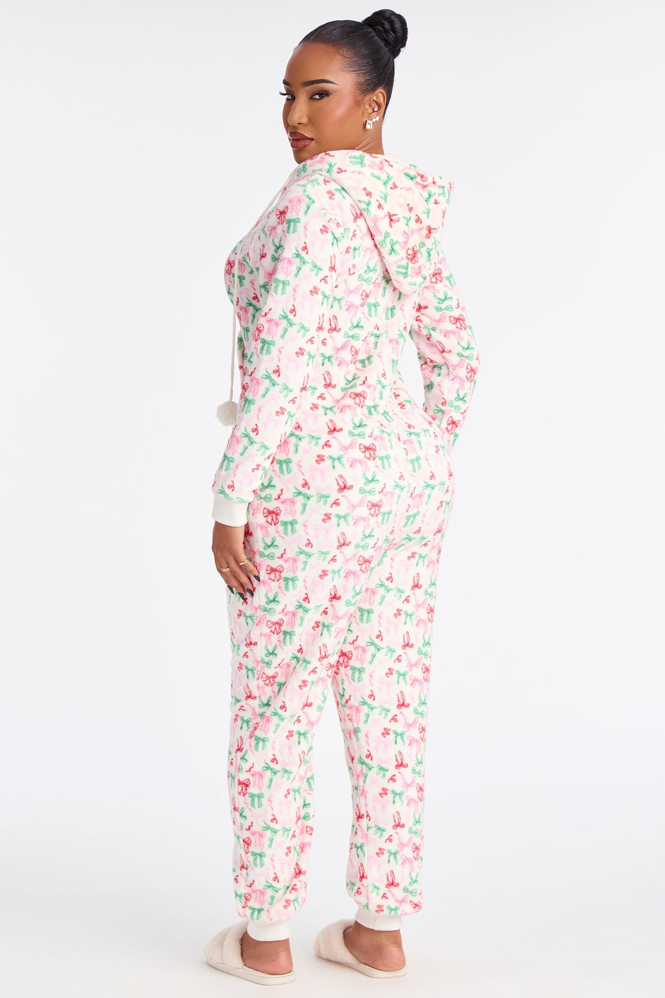 Cutie Bows Plush PJ Jumpsuit Onesie - Pink/combo