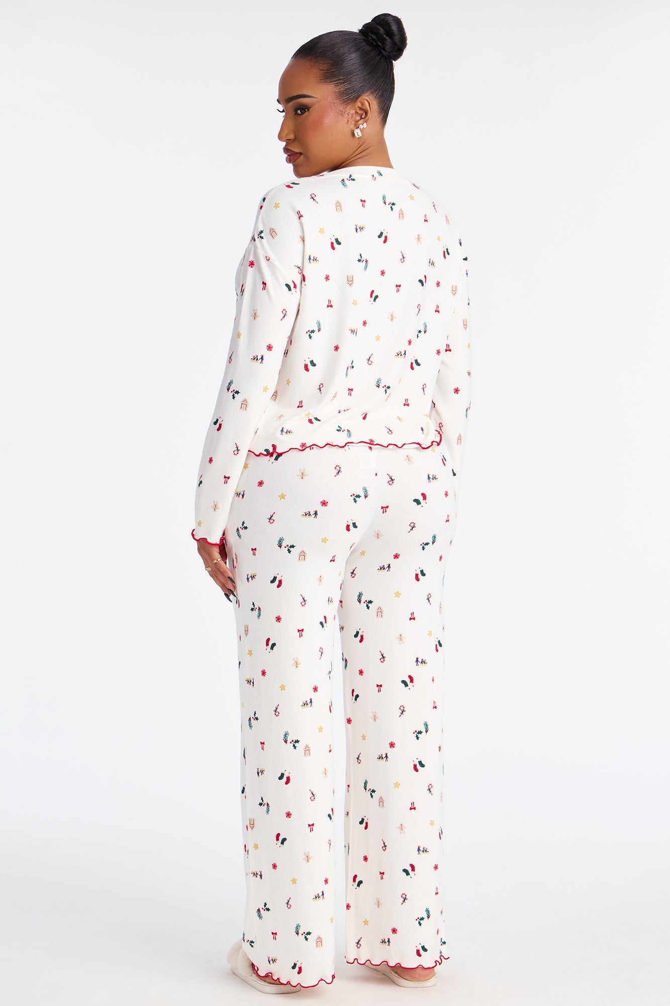 Holiday Season Long Sleeve PJ Pant Set - Ivory/combo